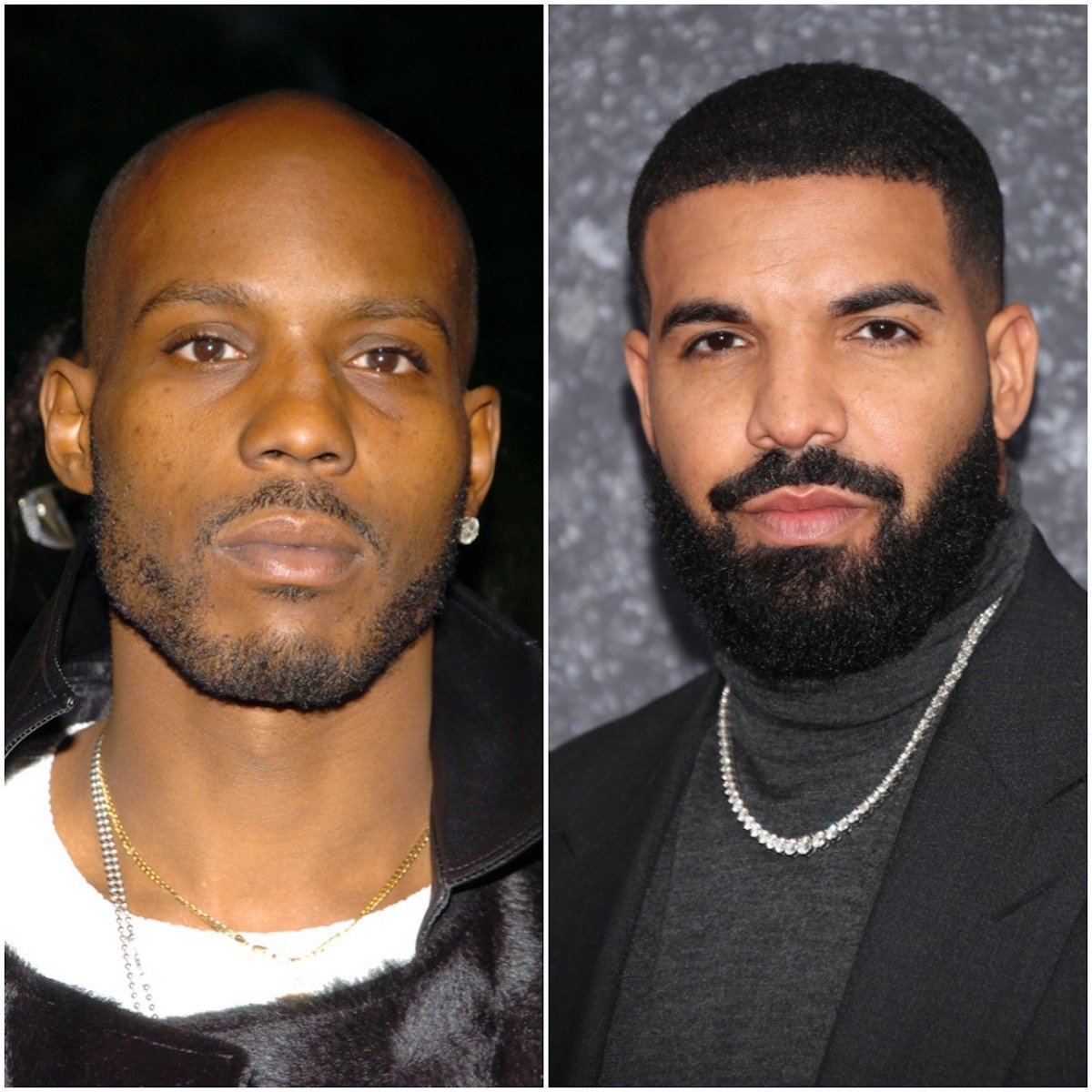 A photo collage featuring DMX and Drake