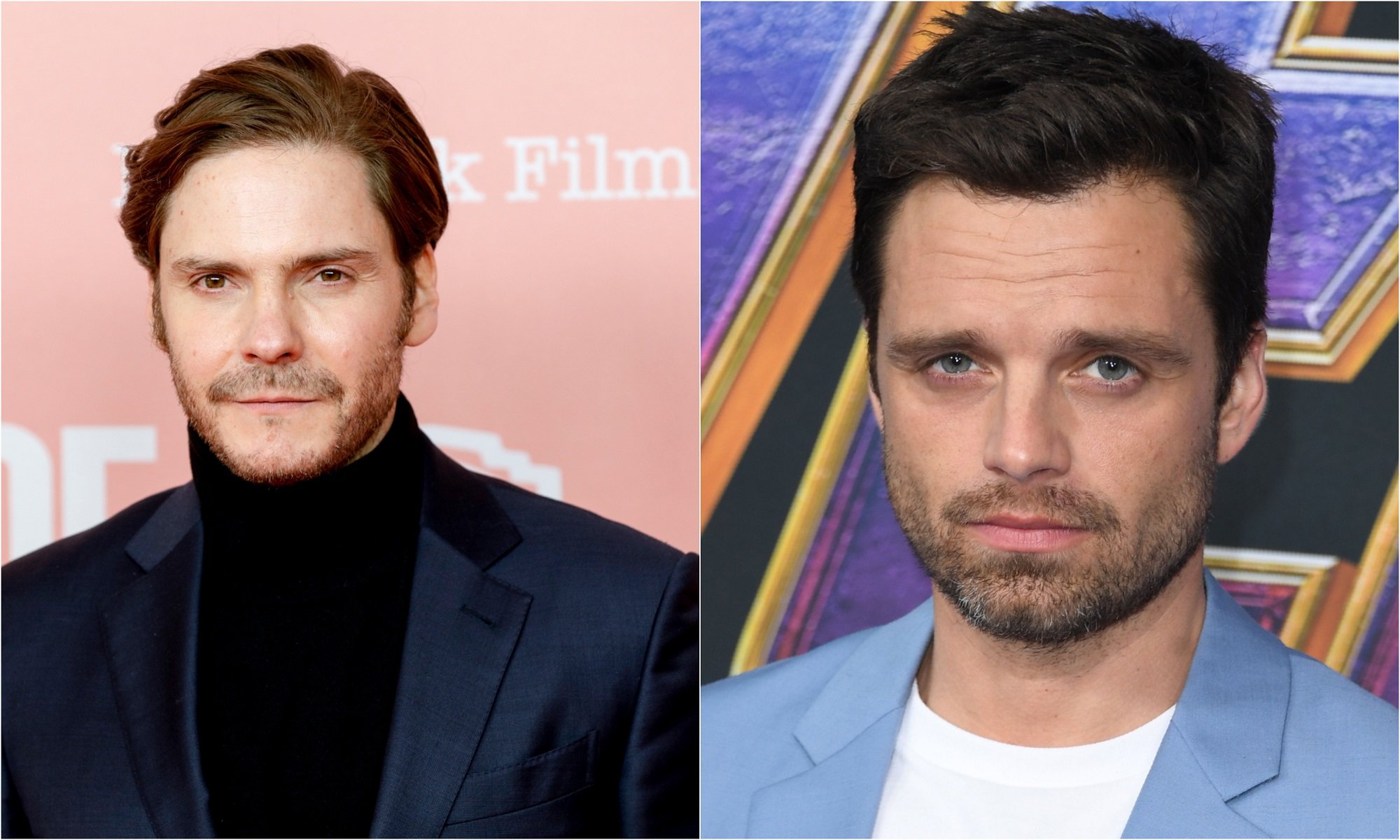 Daniel Brühl at the 'My Zoe' premiere in 2019 and Sebastian Stan at the 'Avengers: Endgame' premiere in 2019