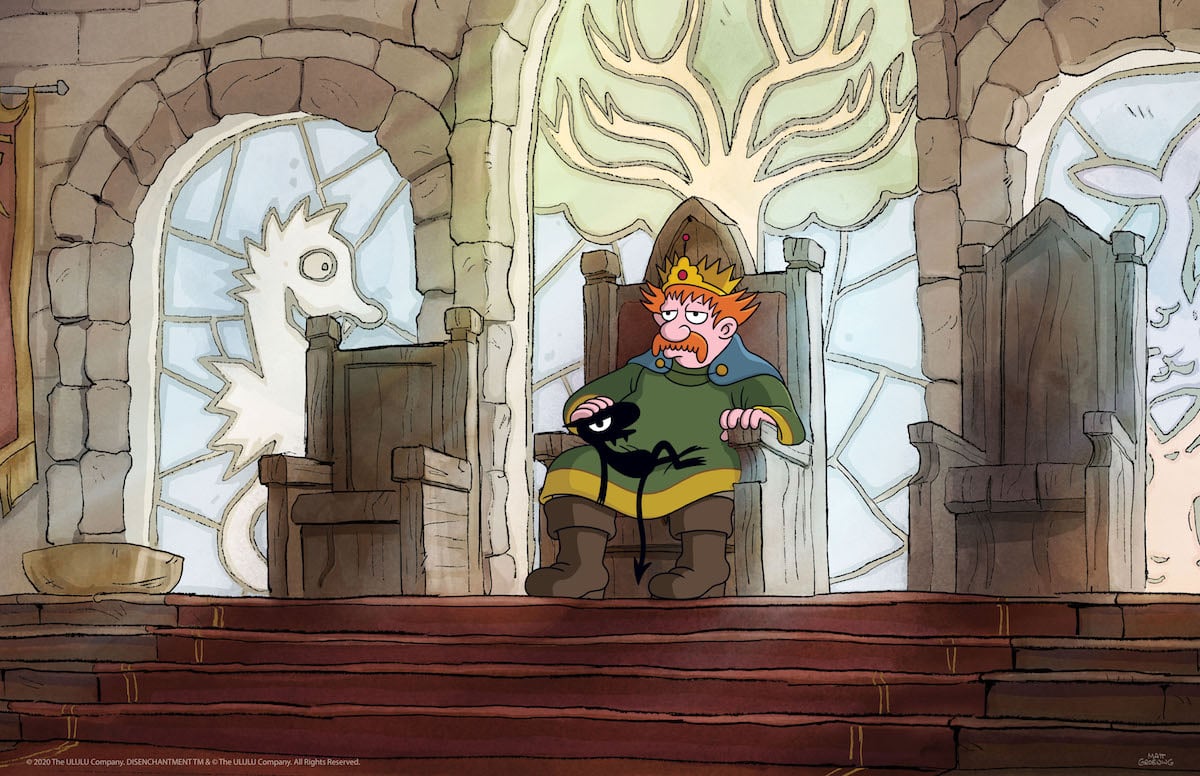 Eric André as Luci and John DiMaggio as King Zøg in 'Disenchantment.'