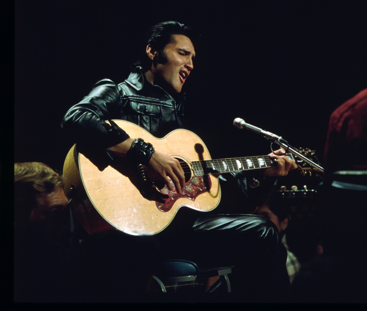 Elvis Presley performing on the Elvis comeback TV special on June 27, 1968 in Burbank, California.