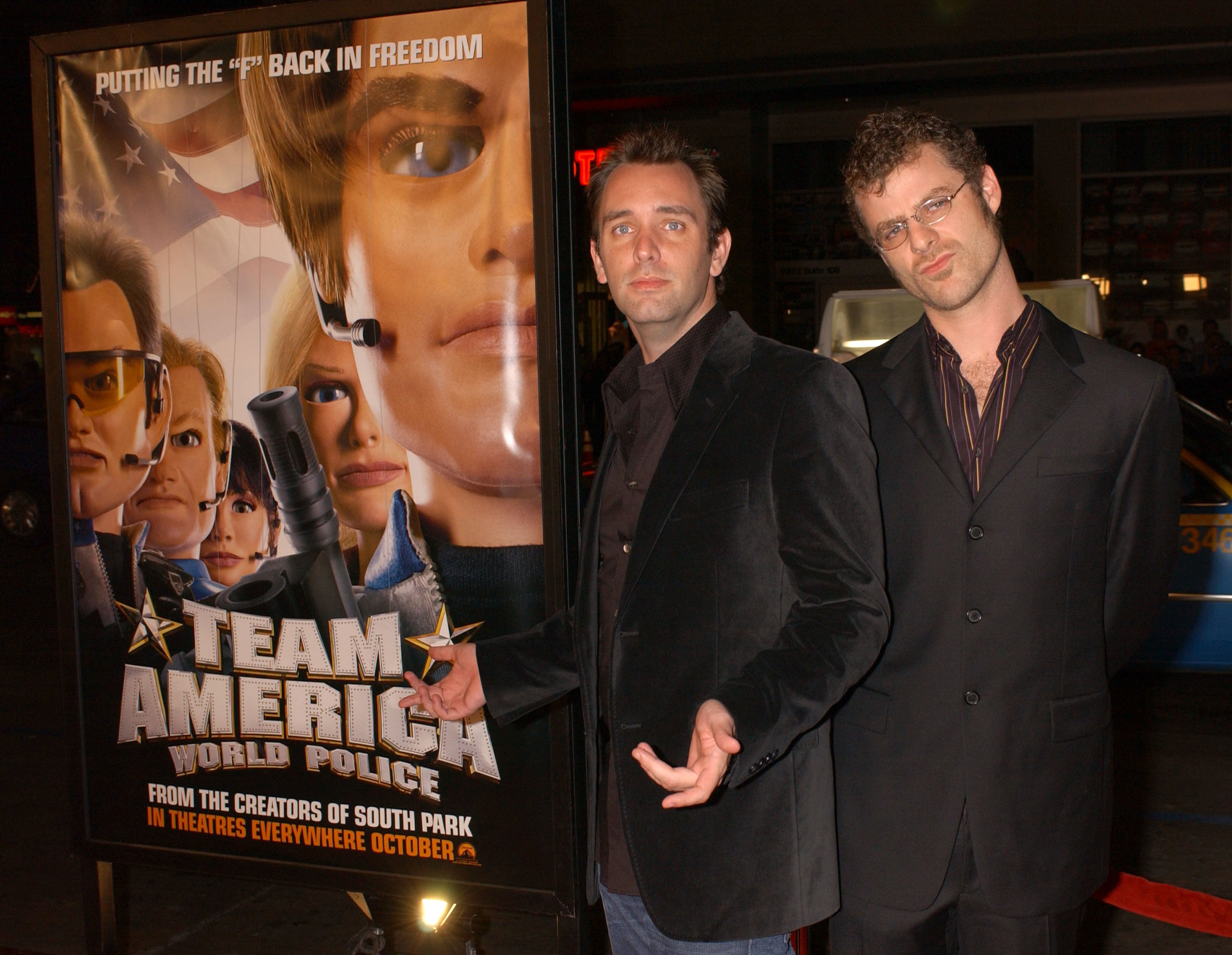 Freedom Isn't Free writer Trey Parker and Matt Stone at the Team America premiere