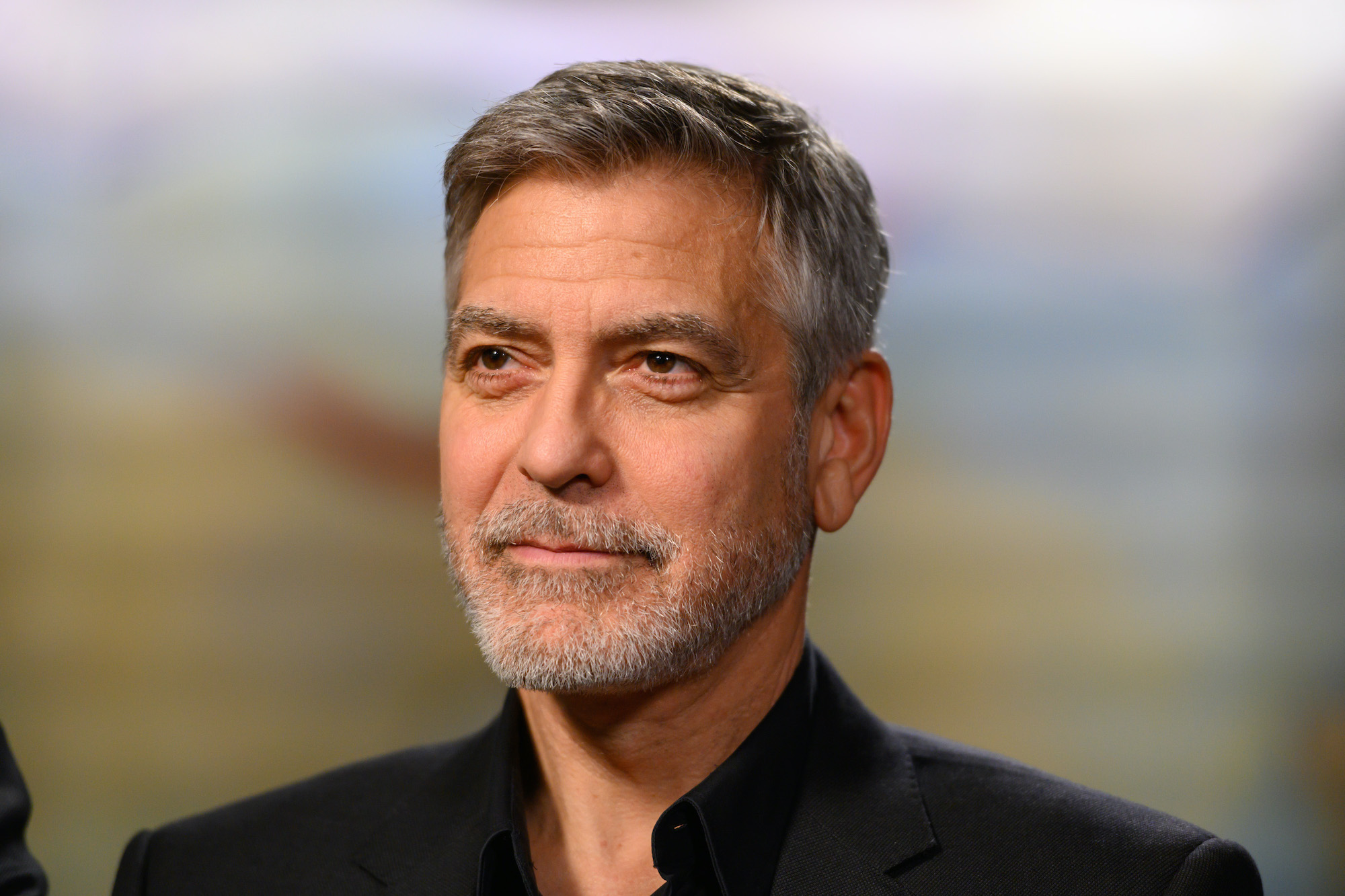 George Clooney looking off to the left