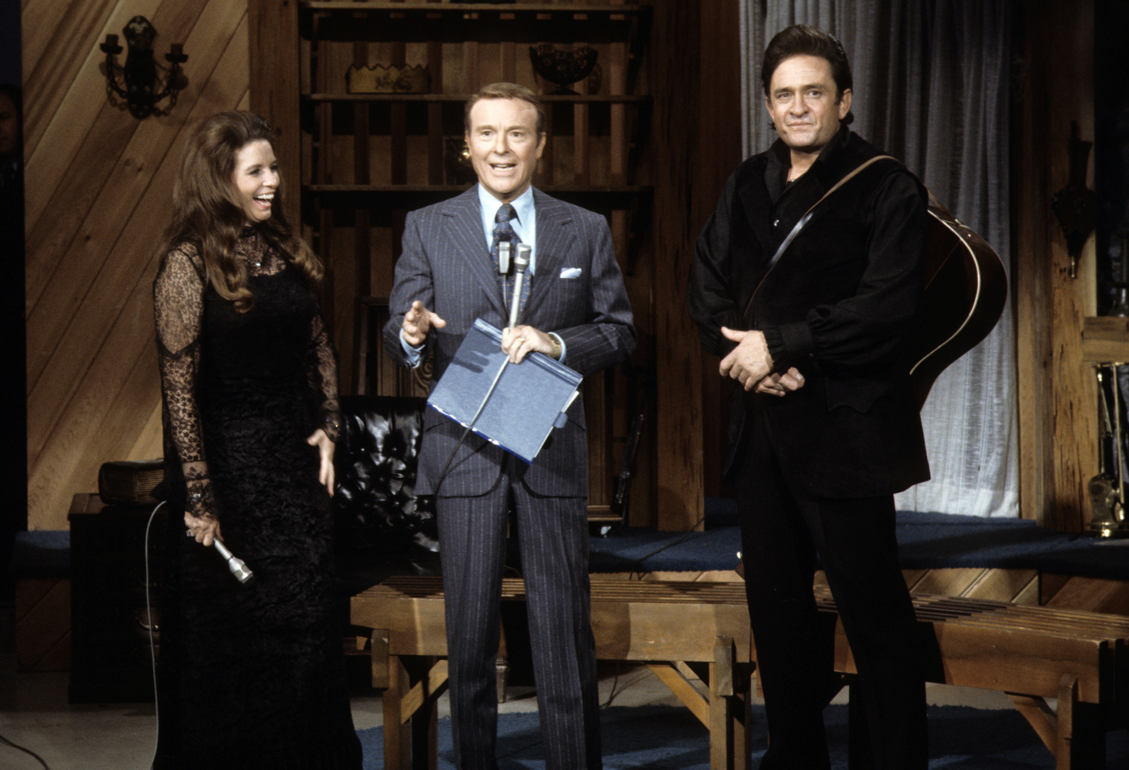 (L to R): 'This Is Your Life' with June Carter Cash, host Ralph Edwards, and Johnny Cash in 1971