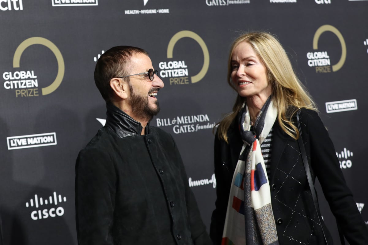 Beatle Ringo Starr and his wife Barbara Bach stand smiling at one another during the 2019 Global Citizen Prize at the Royal Albert Hall in 2019