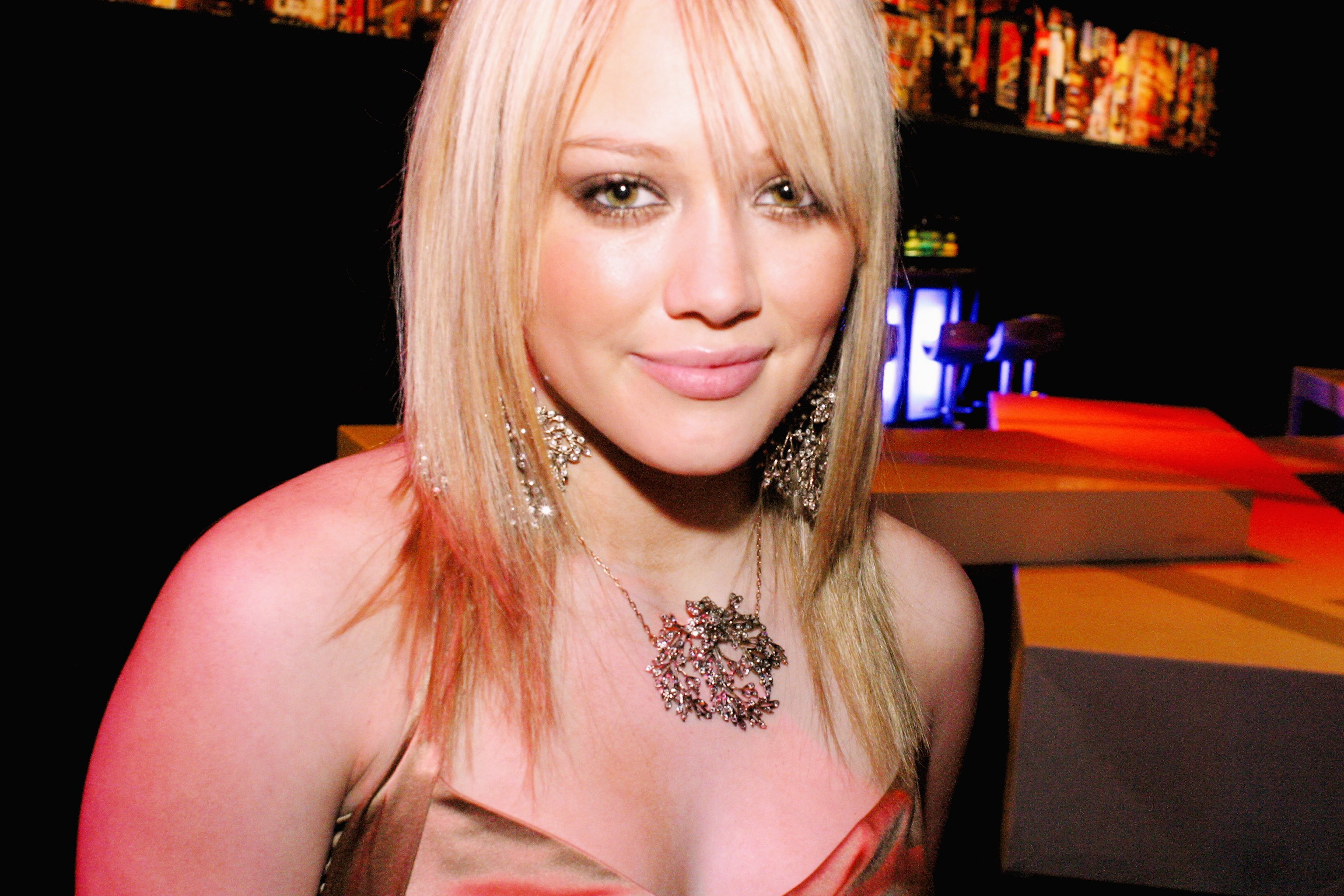 A close-up of Hilary Duff backstage at the TMF Awards