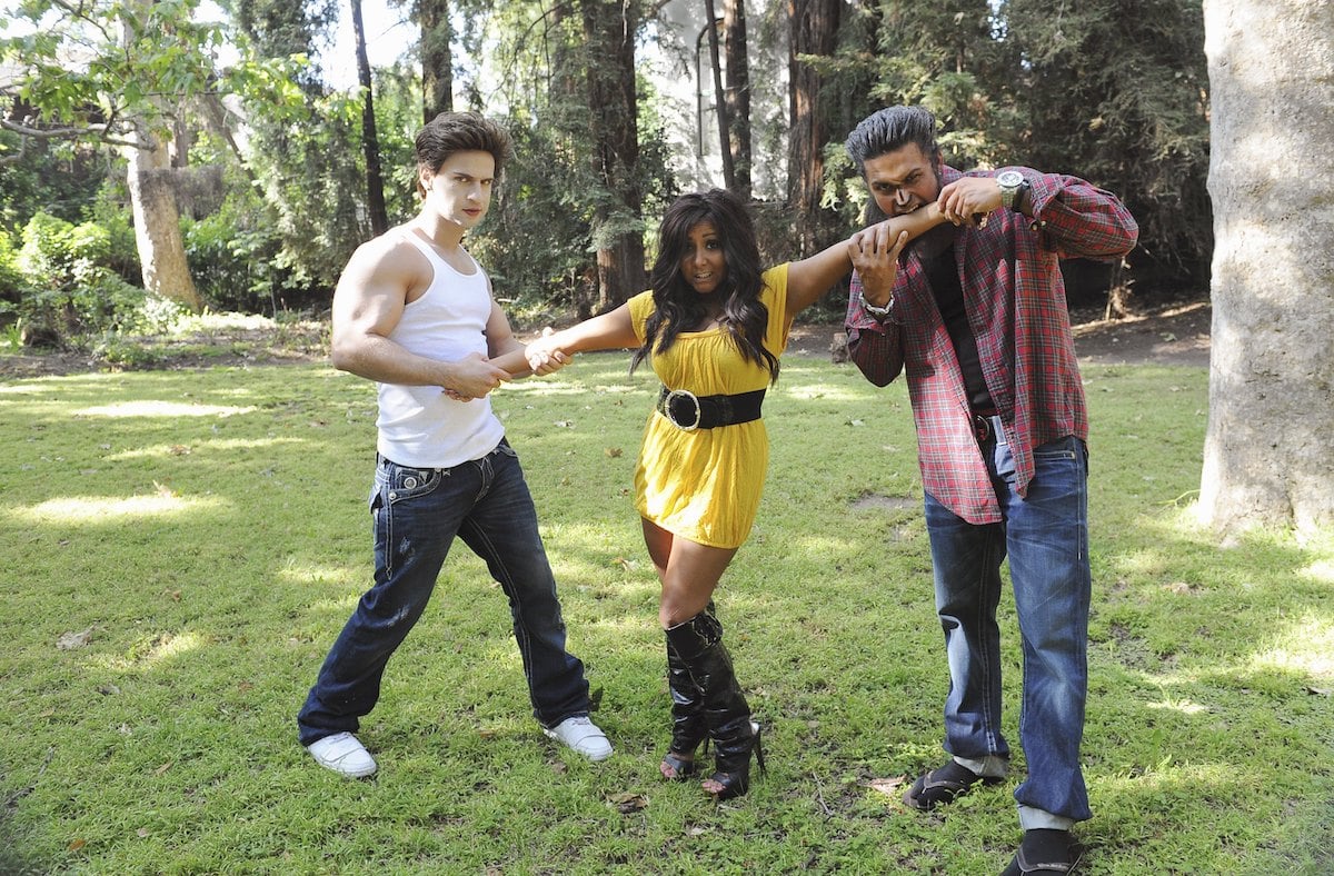 Some of the 'Jersey Shore' cast shooting the spoof of 'Twilight' for Jimmy Kimmel Live!.