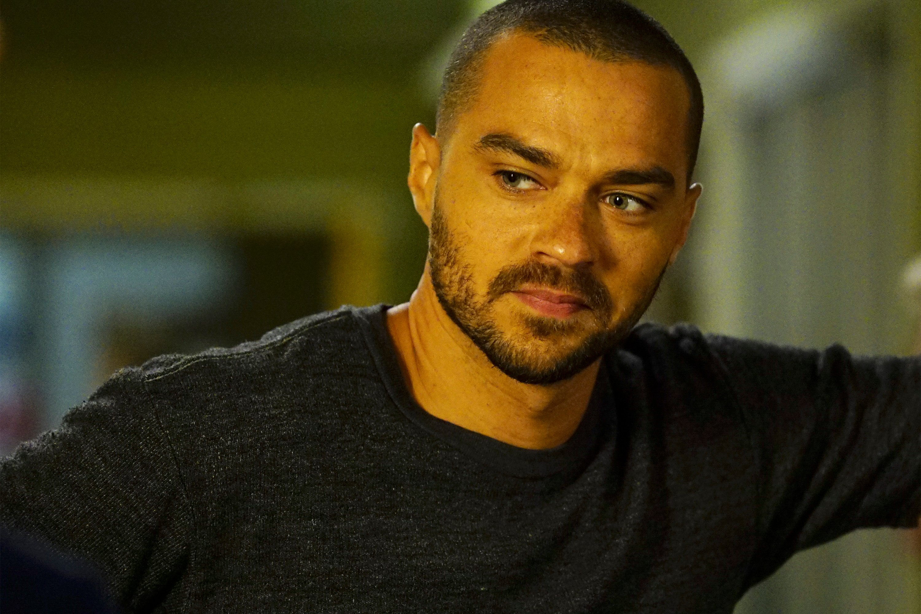 Jesse Williams on the set of 'Grey's Anatomy' as Jackson Avery.