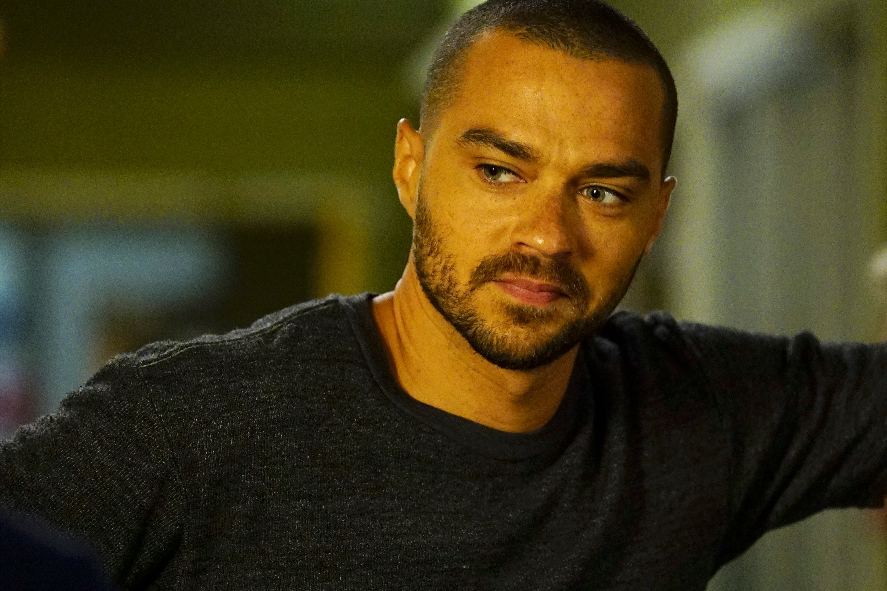 Jesse Williams on the set of 'Grey's Anatomy' as Jackson Avery. 