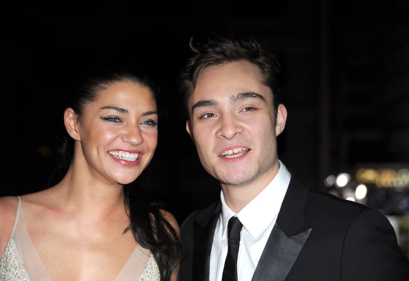 Jessica Szohr and Ed Westwick smiling