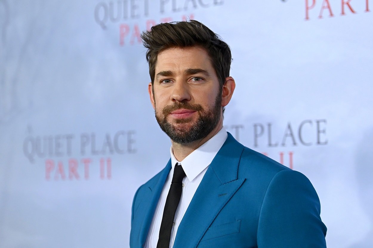 John Krasinski at the premiere for A Quiet Place part II in a blue suit and black tie