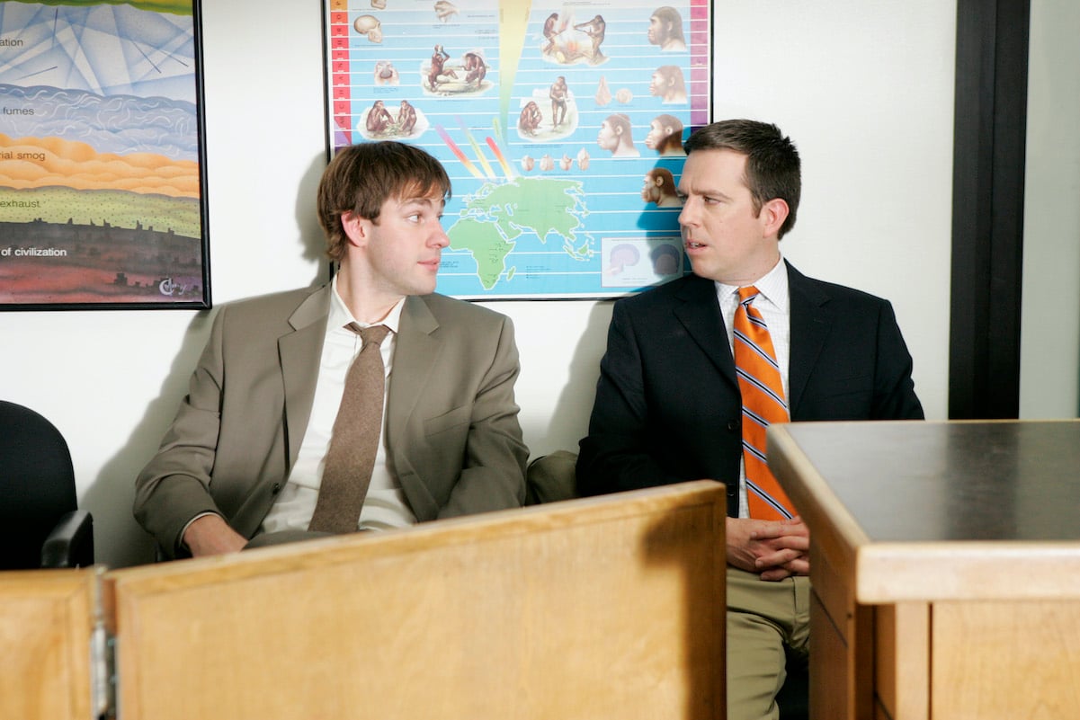 John Krasinski as Jim Halpert (left) and Ed Helms as Andy Bernard in 'The Office'