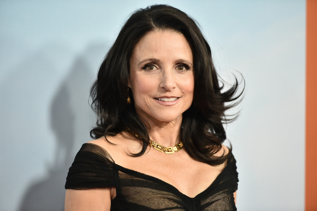 Julia Louis-Dreyfus wears a black dress on the red carpet