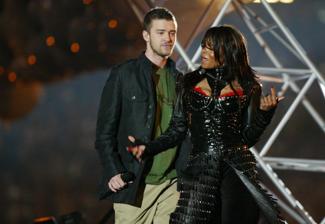 Justin Timberlake and Janet Jackson perform at the Super Bowl Halftime show