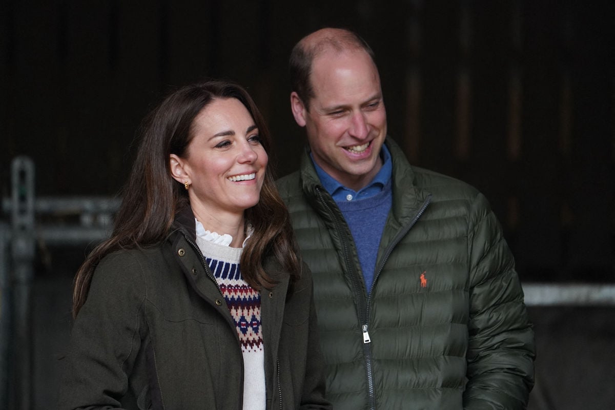 Britain's Prince William, Duke of Cambridge, and Britain's Catherine, Duchess of Cambridge laughing