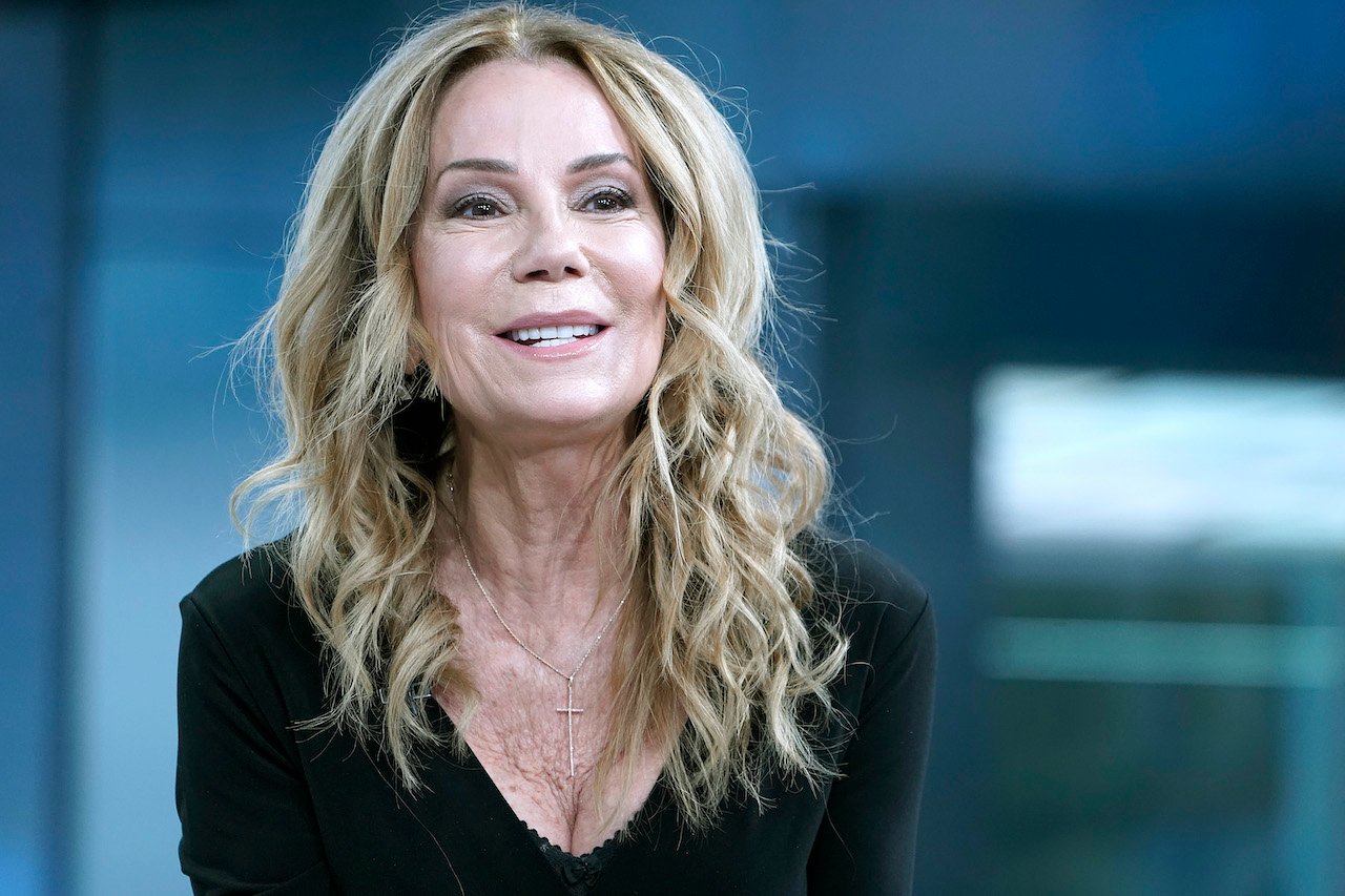 Kathie Lee Gifford smiles on the set of 'Fox & Friends' at Fox News Channel Studios