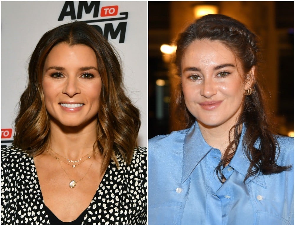 (L): Former NASCAR driver Danica Patrick dress in a black-and-white top for event in NYC, (R): Actor Shaliene Woodley attending fashion show in light blue denim top