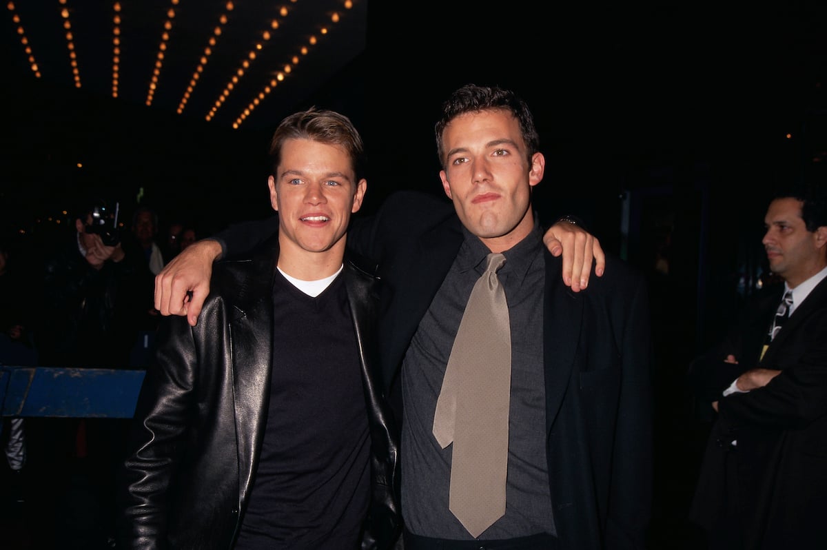 Matt Damon and Ben Affleck attend the Good Will Hunting premiere in 1997