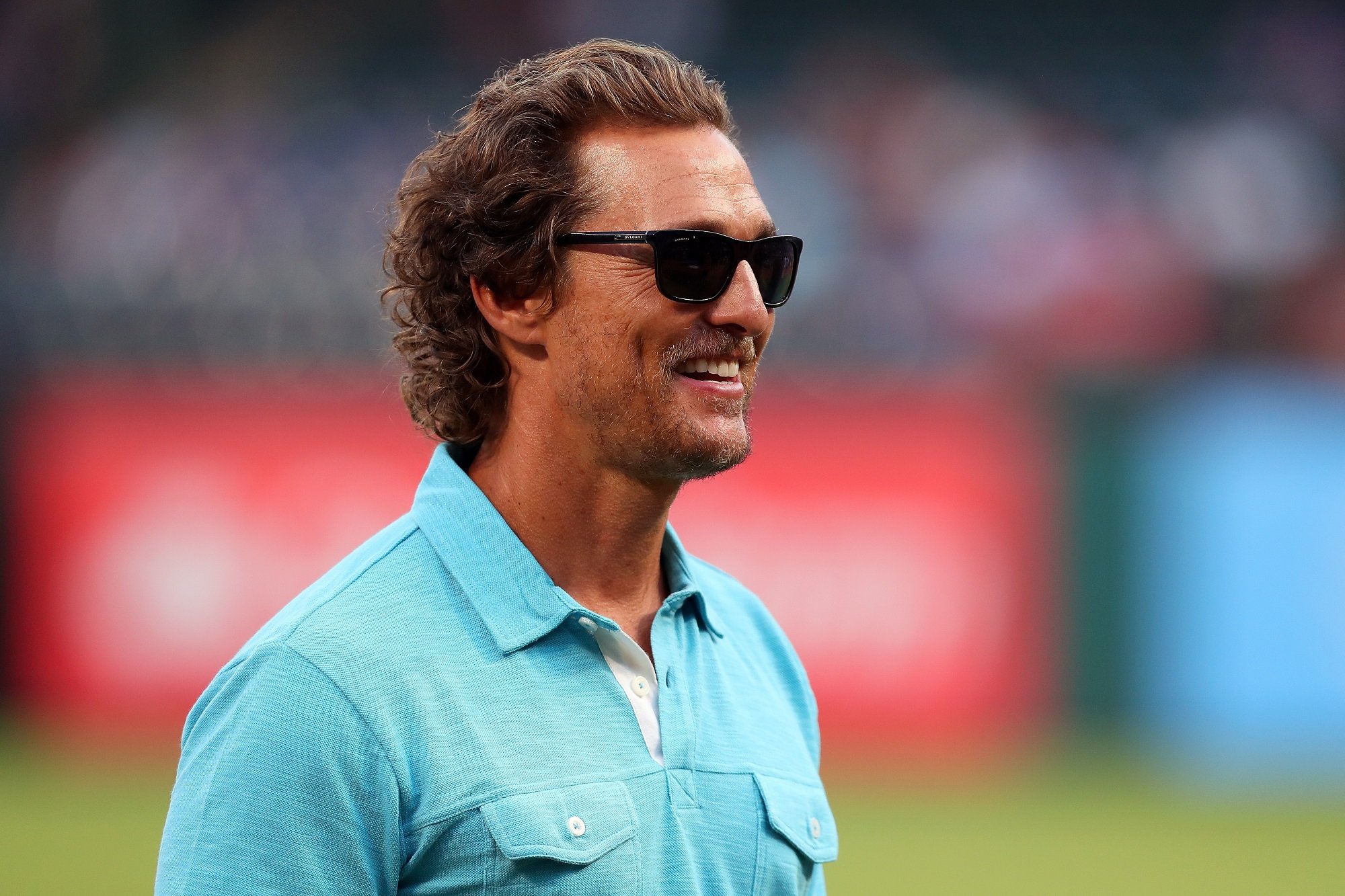 Matthew McConaughey on a baseball field