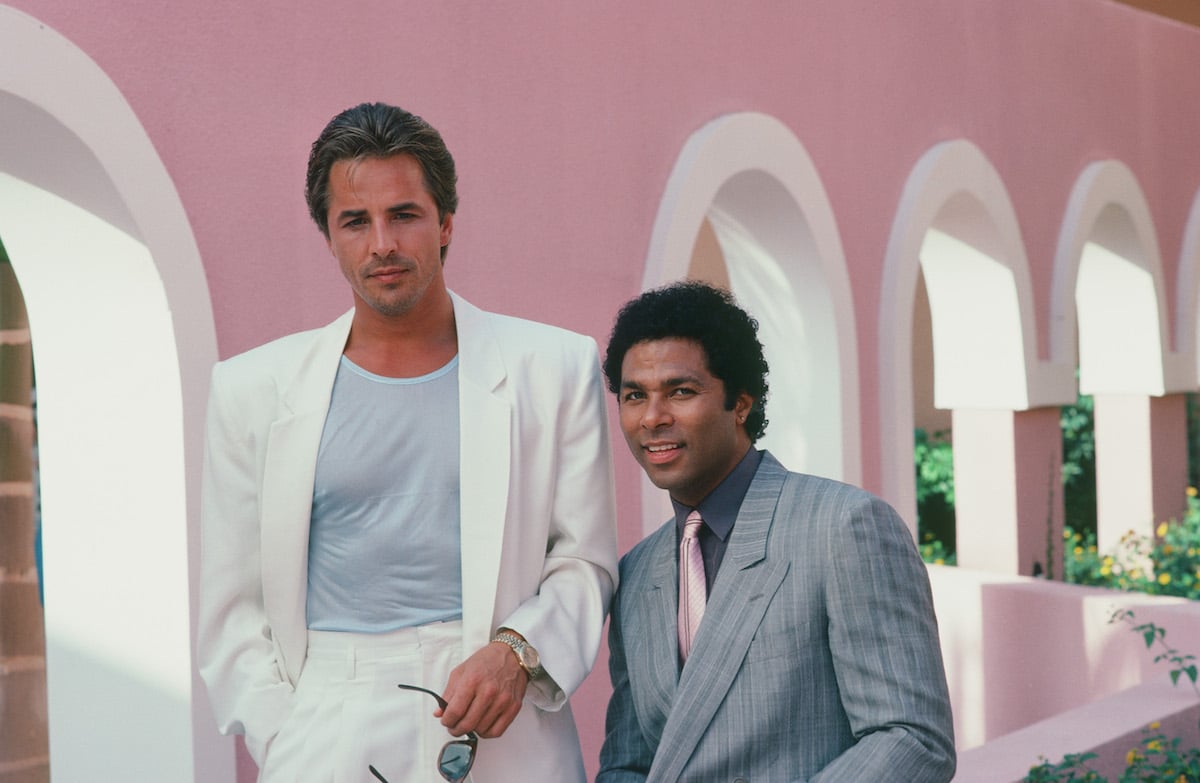 Don Johnson as Detective James 'Sonny' Crockett, Philip Michael Thomas as Detective Ricardo 'Rico' Tubbs