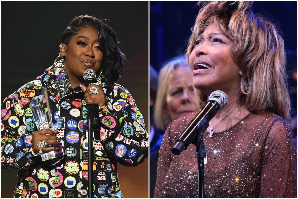 (L-R): Missy Elliott accepting an award, Tina Turner at her Broadway musical