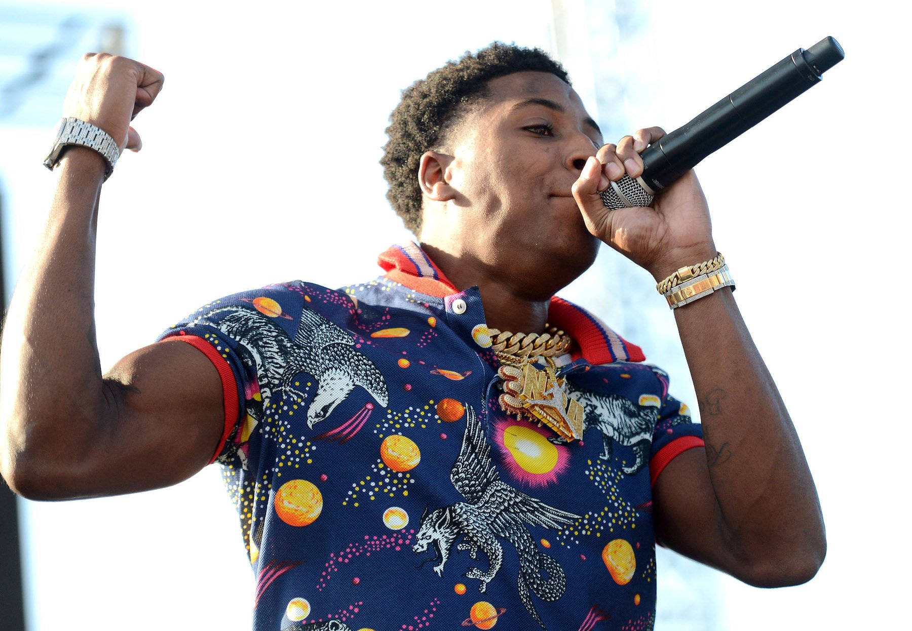 NBA Youngboy performing prior to Wendy Williams controversy or arrests. He's holding the microphone up to his mouth