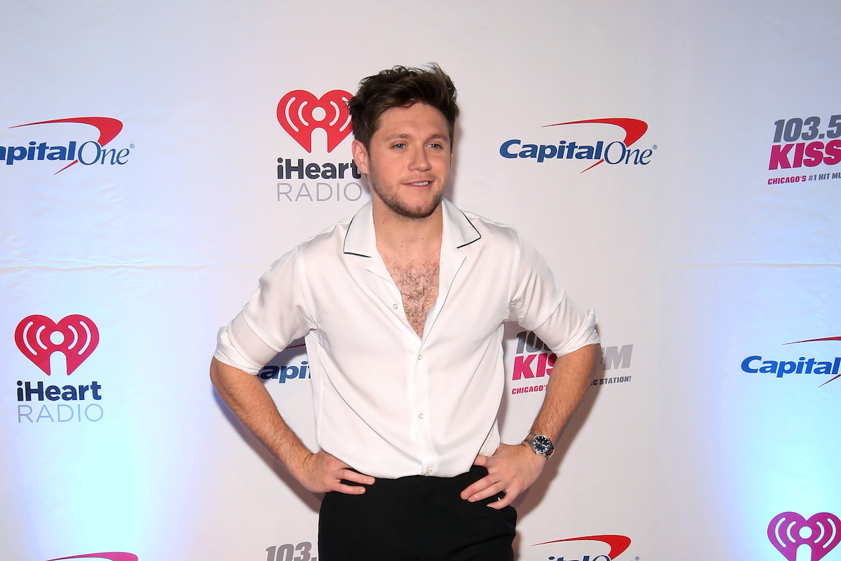 Niall Horan in an unbuttoned white shirt