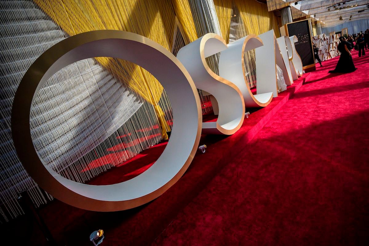 The Oscars sign and decorations are seen on the red carpet at the 92nd Oscars at the Dolby Theatre in Hollywood, Calif. in 2020