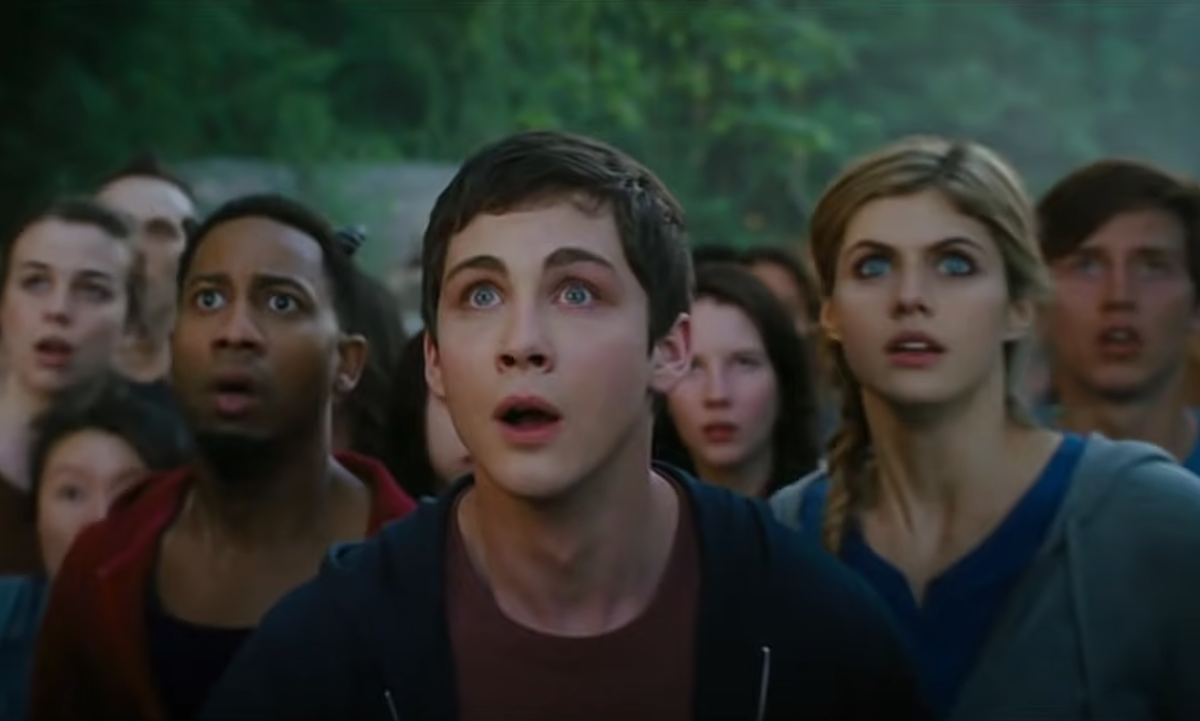 Logan Lerman looking shocked as Percy Jackson in 'Percy Jackson: Sea of Monsters'