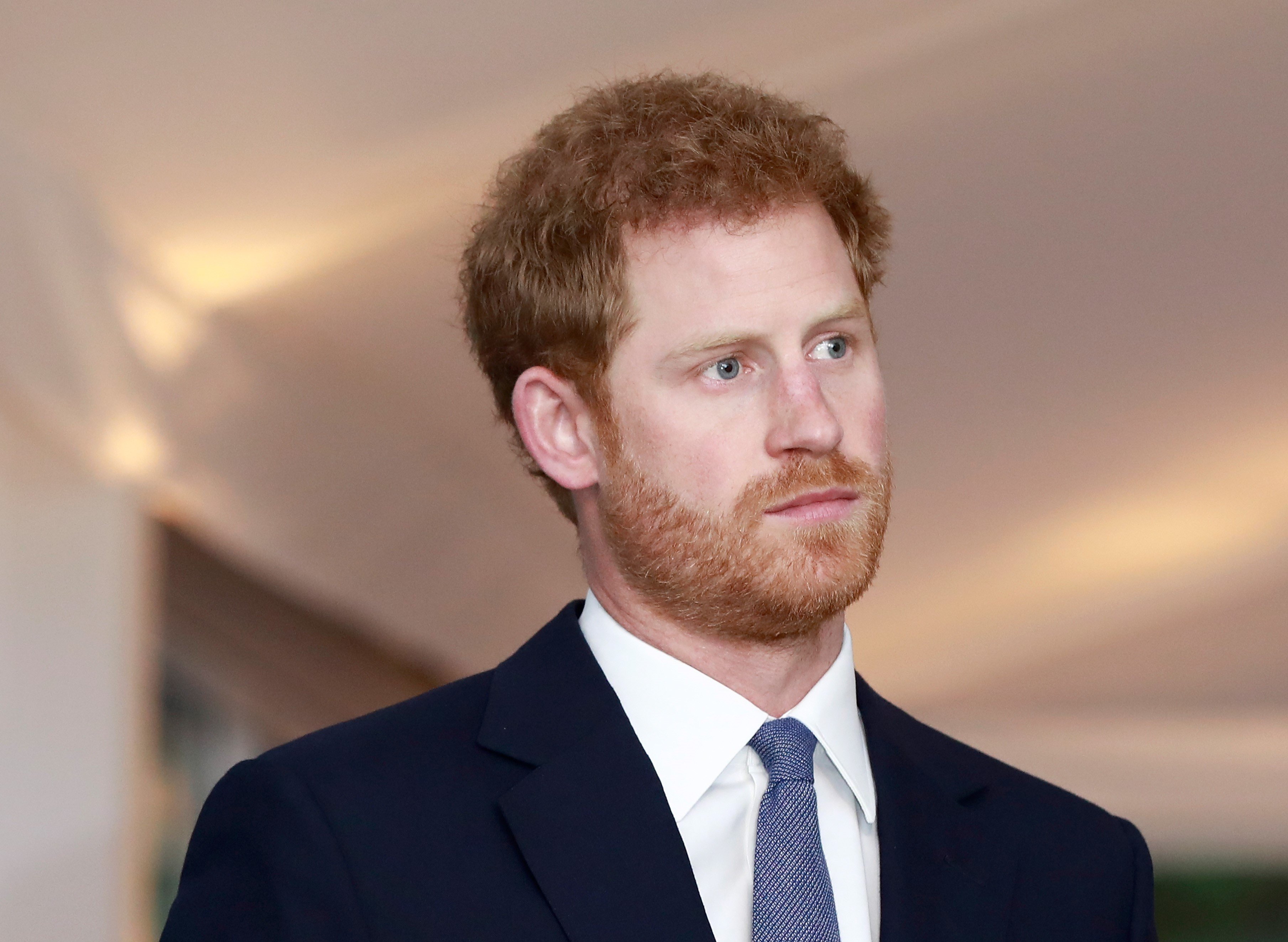 Photo of Prince Harry from the shoulders up as he attends The Landmine Free World event