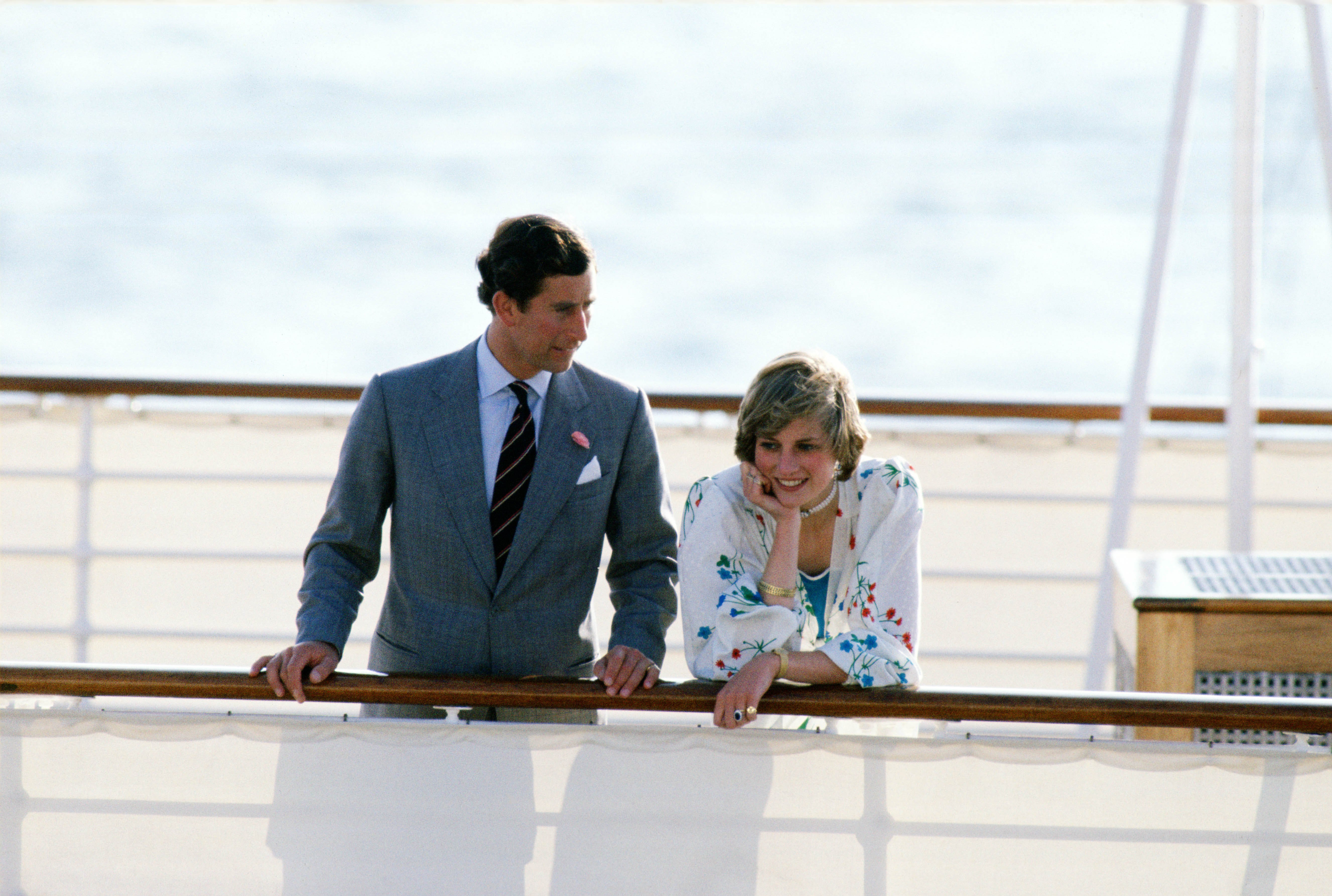 Prince Charles and Princess Diana aboard the Royal Yacht Britannia at the start of their honeymoon cruise