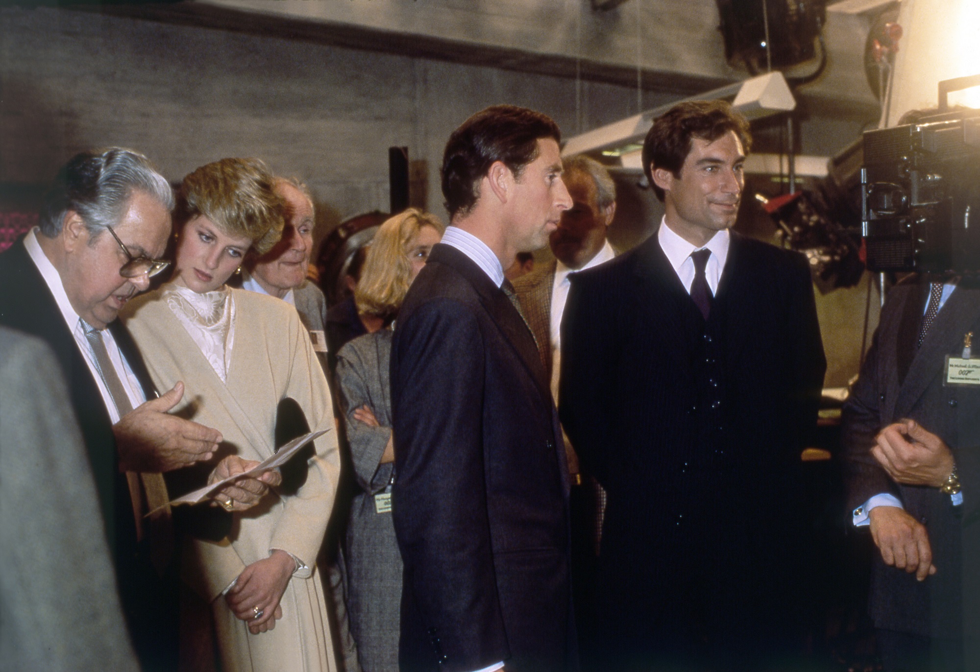 Prince Charles and Princess Diana visit Timothy Dalton at Pinewood Studios