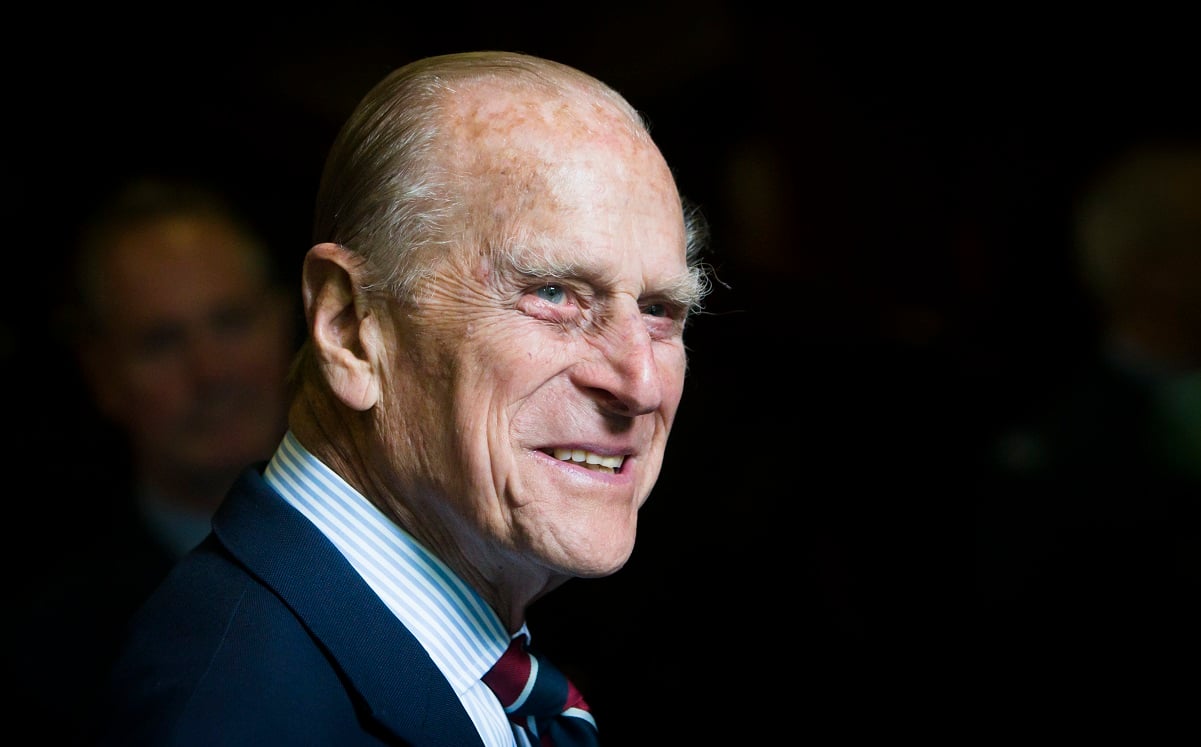 Prince Philip smiles during a visit to the headquarters of the Royal Auxiliary Air Force's 603 Squadron in Edinburgh, Scotland