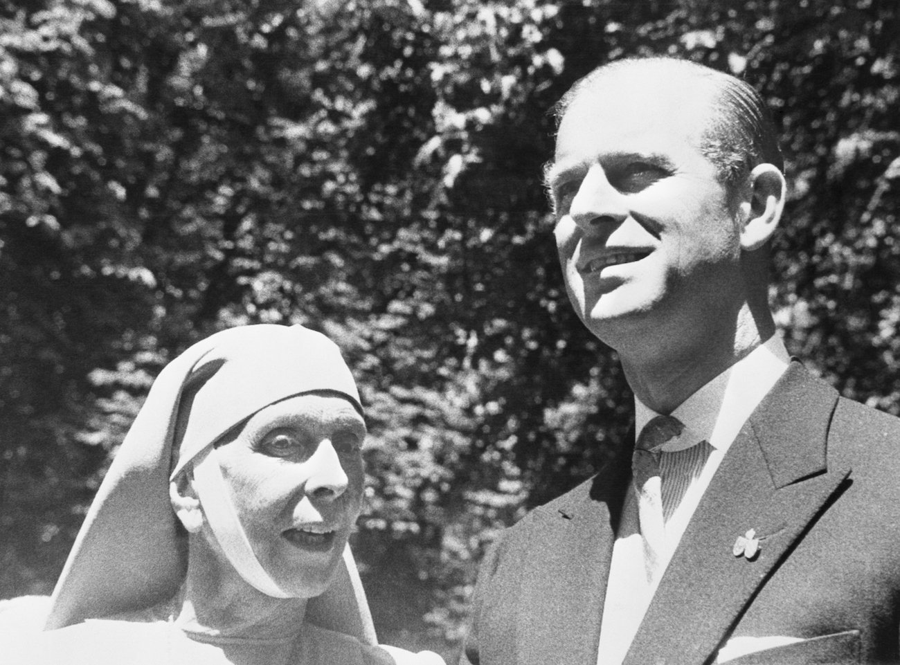 Princess Alice in a nun habit with Prince Philip