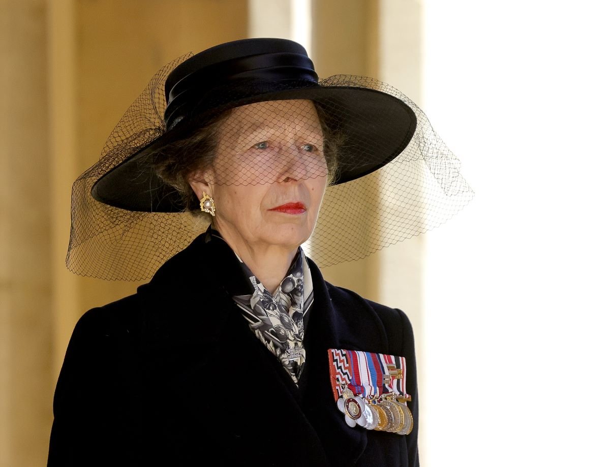 Princess Anne without her husband during the Ceremonial Procession for Prince Philip's funeral