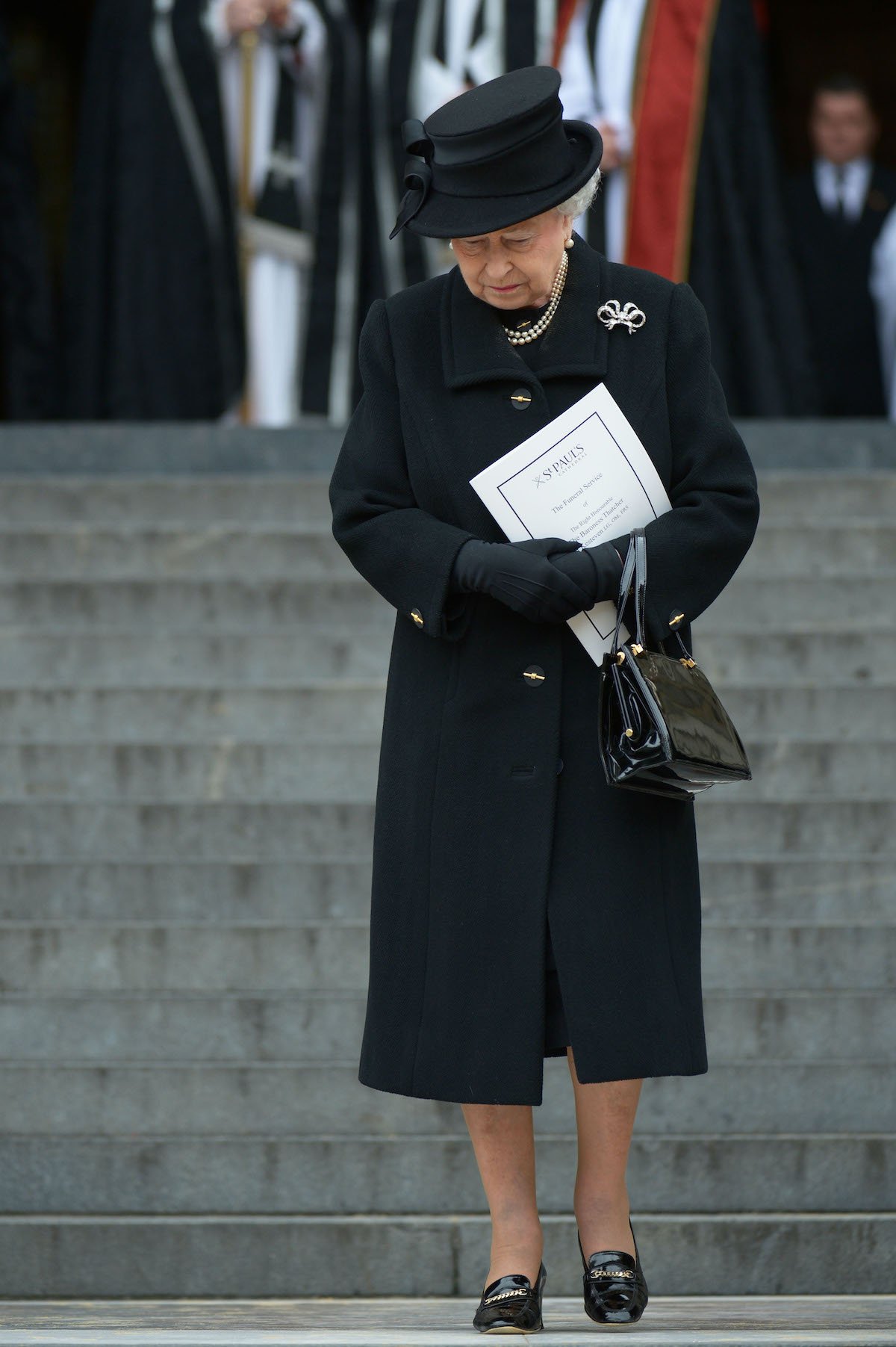 Queen Elizabeth Queen Elizabeth II departs the Ceremonial funeral of former British Prime Minister Baroness Thatcher at St Paul's Cathedral