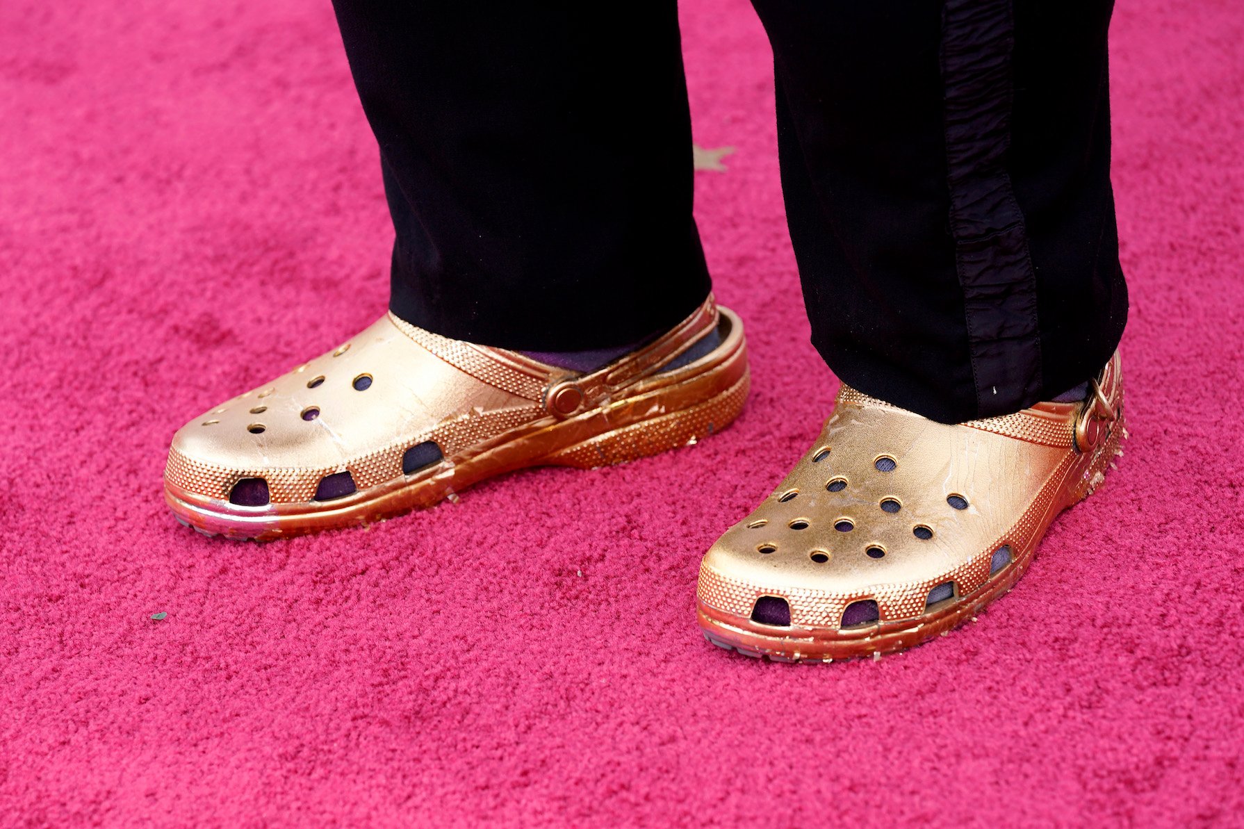 QuestLove's Oscar's footwear -- gold Crocs on the red carpet -- at the Academy Awards 2021 