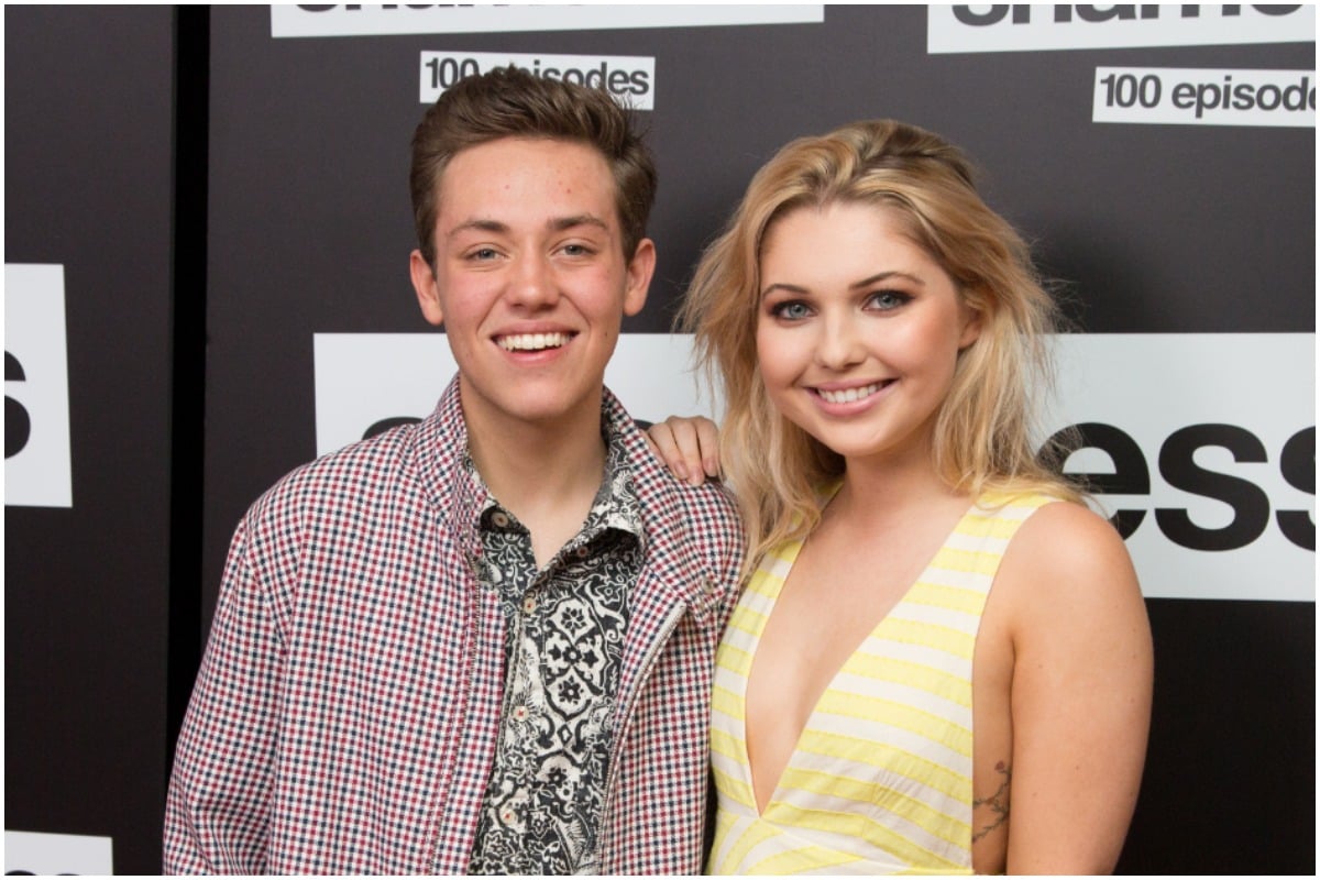 Carl Gallagher actor Ethan Cutkosky and his on-screen wife Sammi Hanraty at the Shameless premiere.
