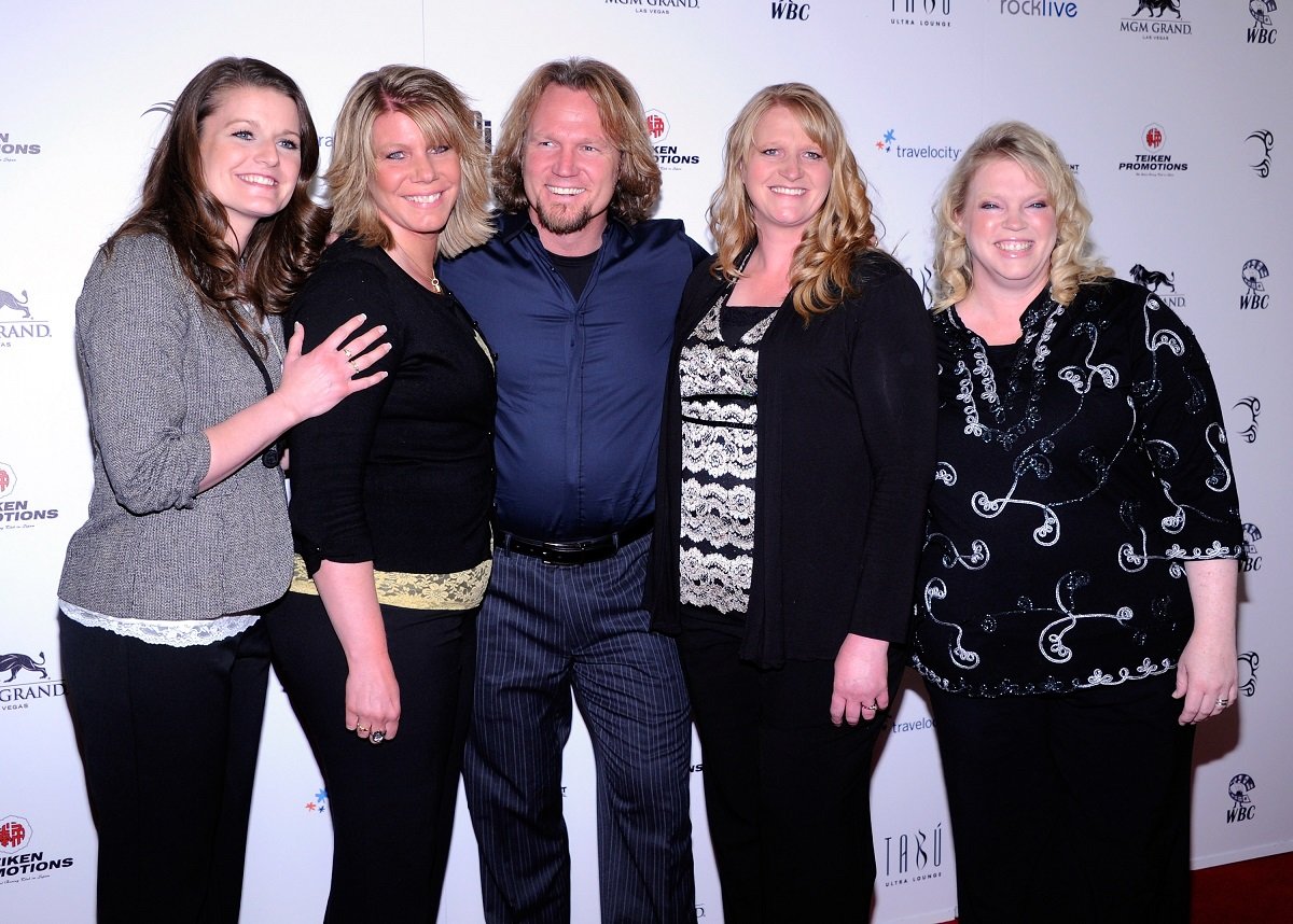 Robyn Brown, Meri Brown, Kody Brown, Christine Brown, and Janelle Brown from 'Sister Wives' on the red carpet in Las Vegas in 2012