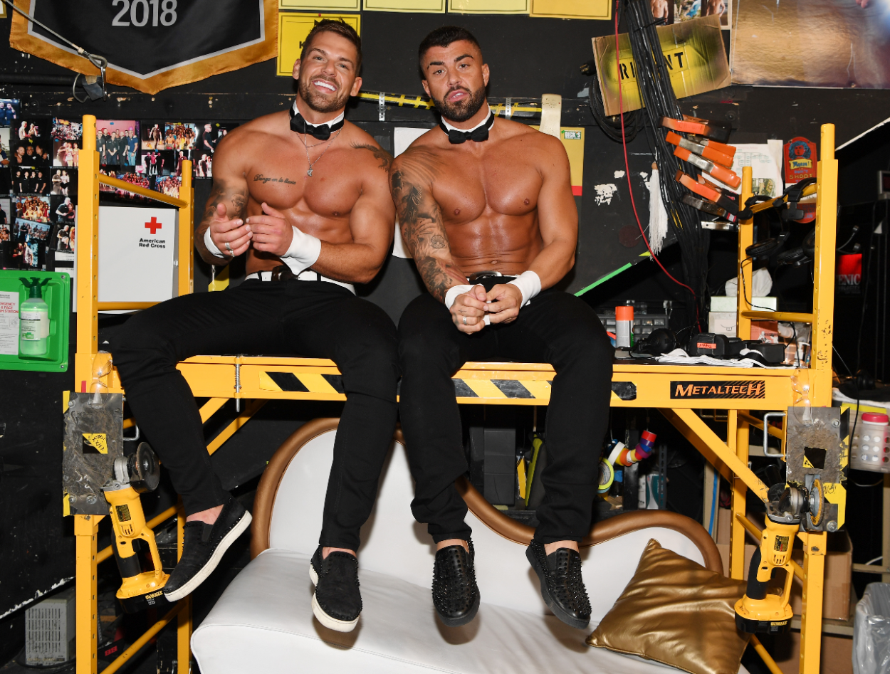'The Challenge' stars Joss Mooney and Rogan O'Connor backstage at Chippendales at Rio All-Suite Hotel & Casino