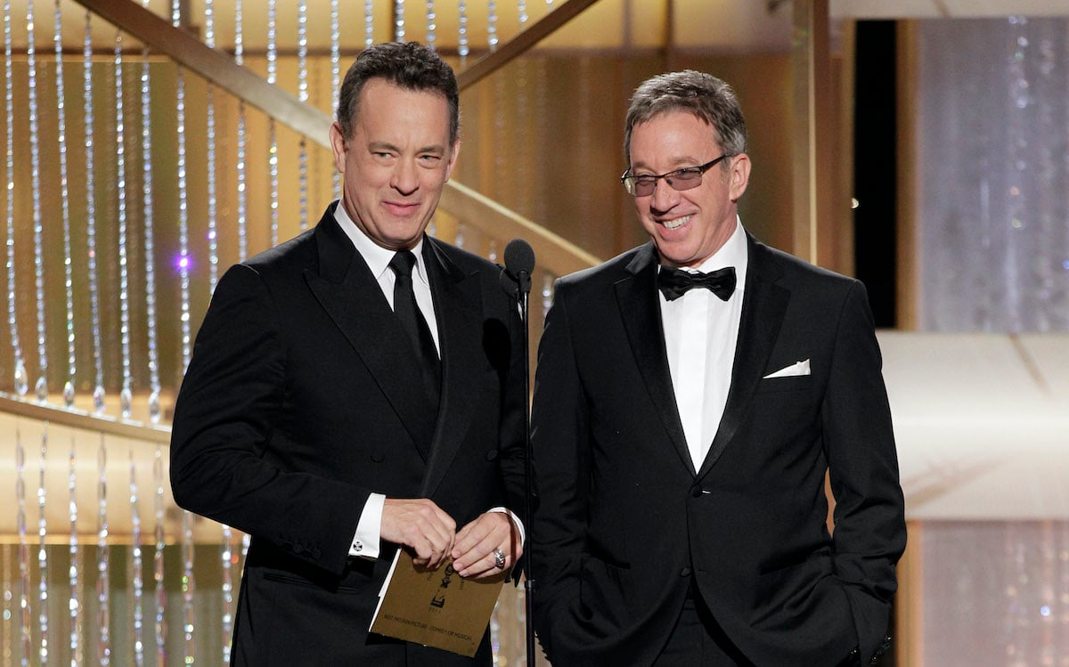 'Toy Story' stars Tom Hanks and Tim Allen on stage during the 68th Annual Golden Globe Awards