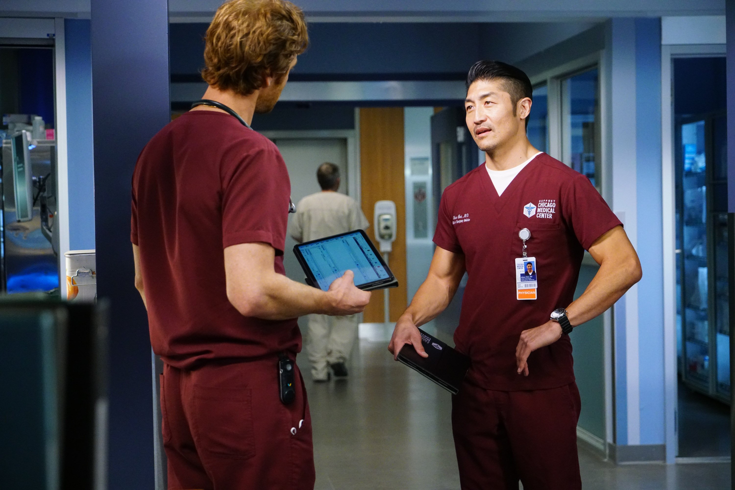 Nick Gehlfuss as Dr. Will Halstead and Brian Tee as Dr. Ethan Choi | Elizabeth Sisson/NBC/NBCU Photo Bank via Getty Images
