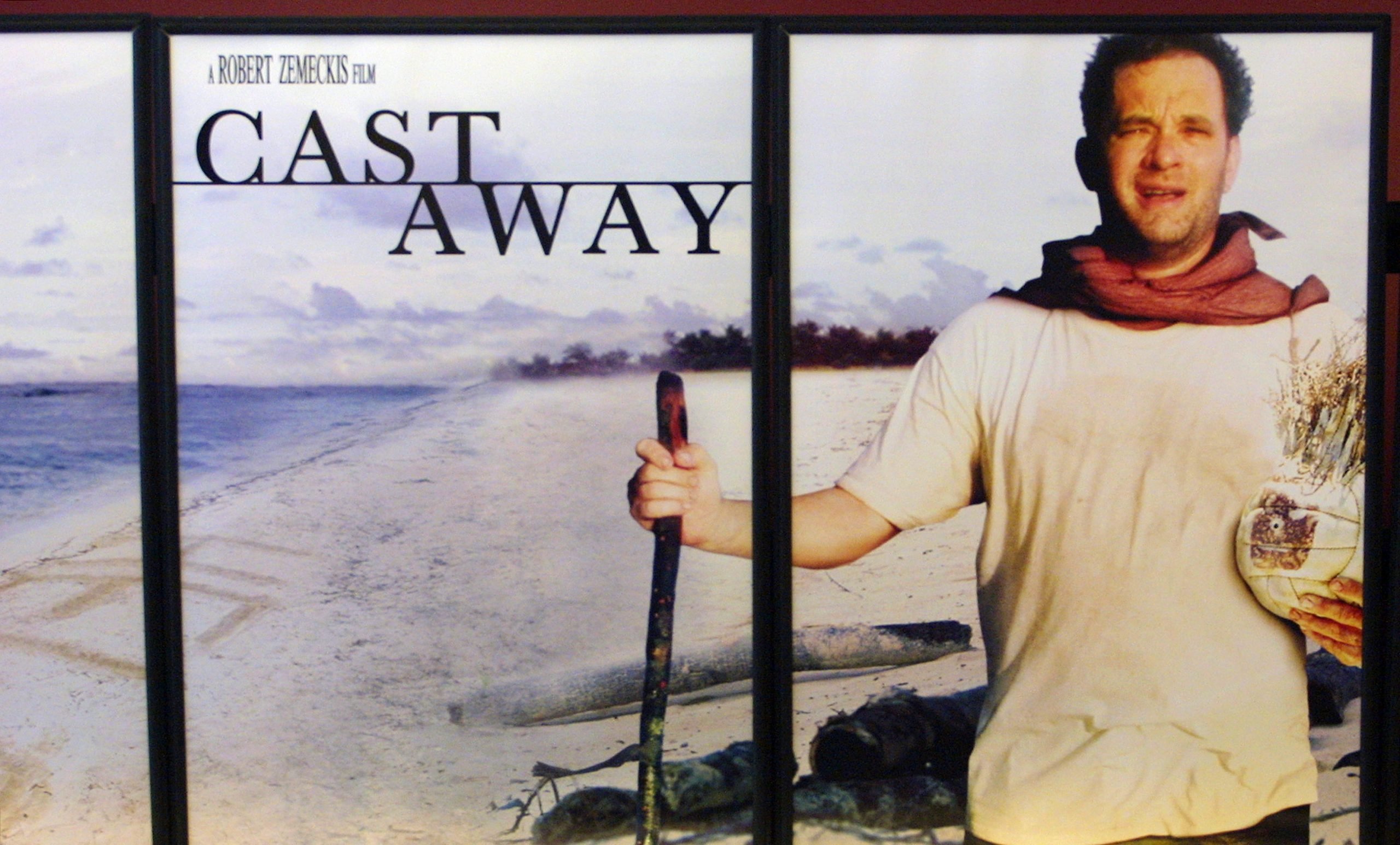 Обложка для двд Castaway. Tom Hanks with Volleyball. Make him away