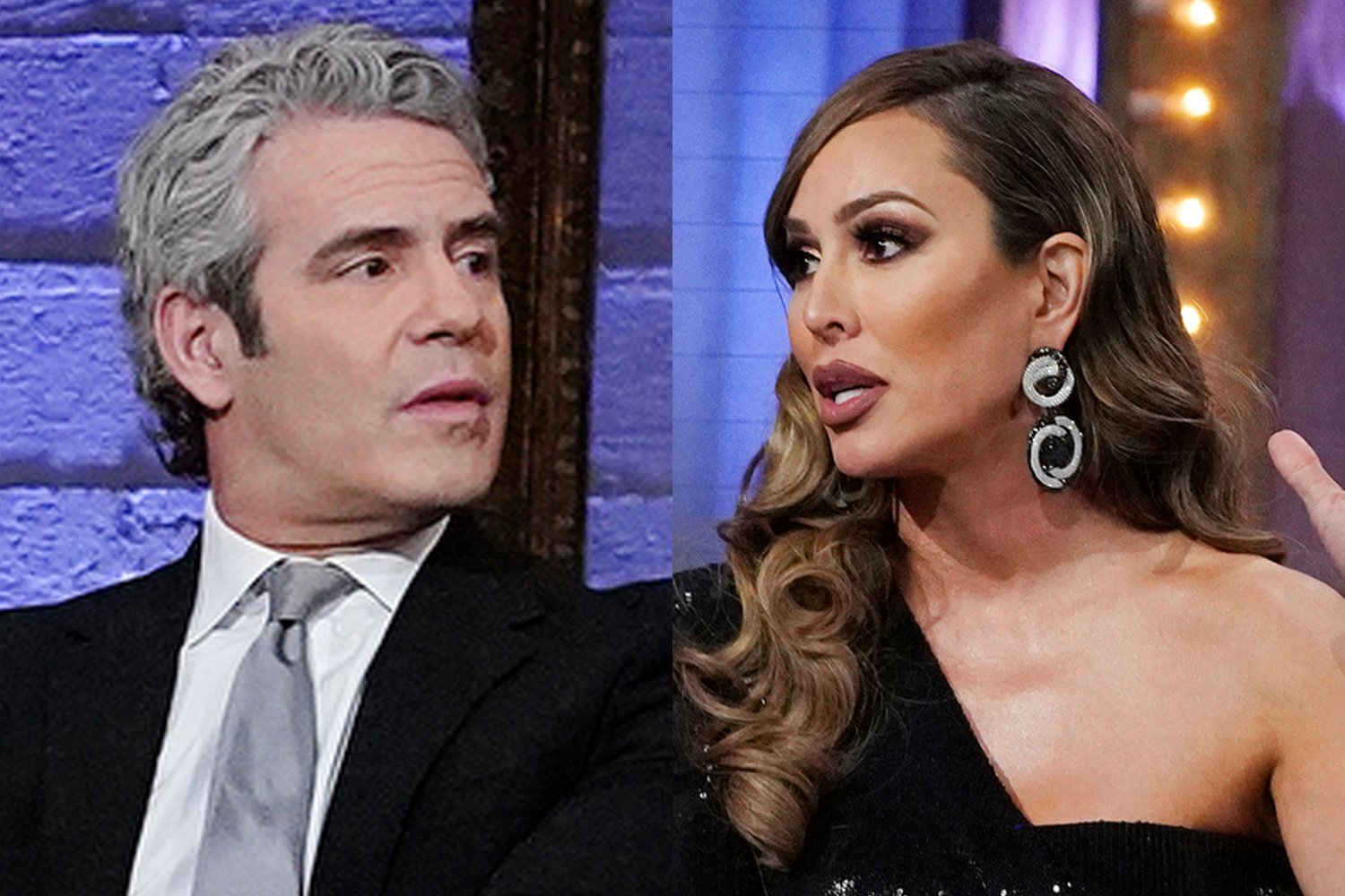 Andy Cohen and Kelly Dodd during the 'RHOC' Season 15 reunion