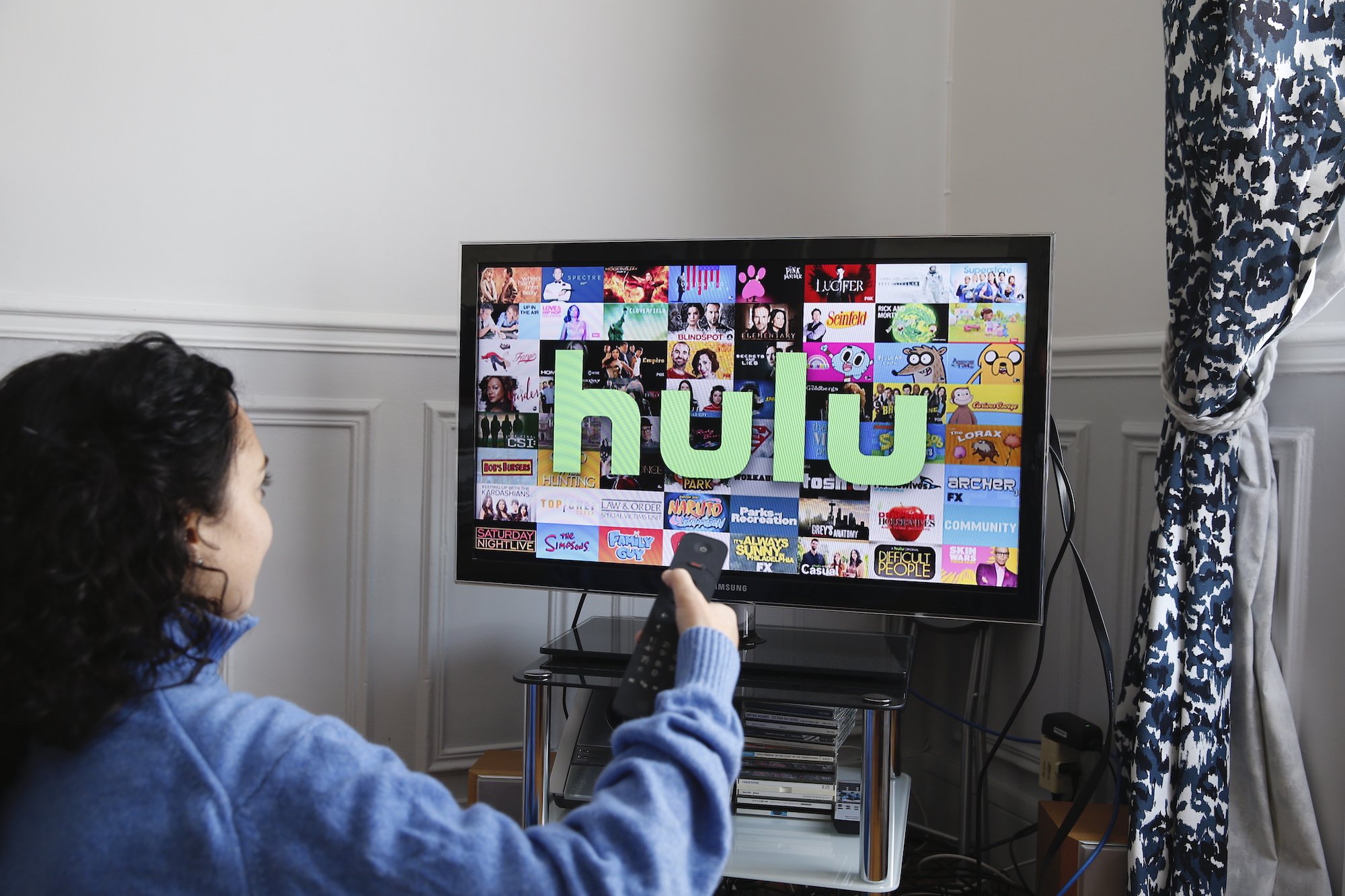 Photo illustration of Hulu logo on a TV, Nov. 20, 2019 in Paris, France