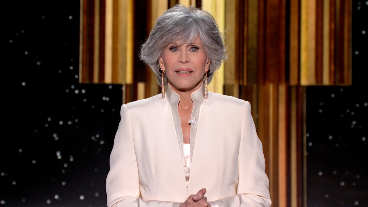 Jane Fonda, winner of the Cecil B. DeMille Award, speaks onstage at the 78th Annual Golden Globe Awards