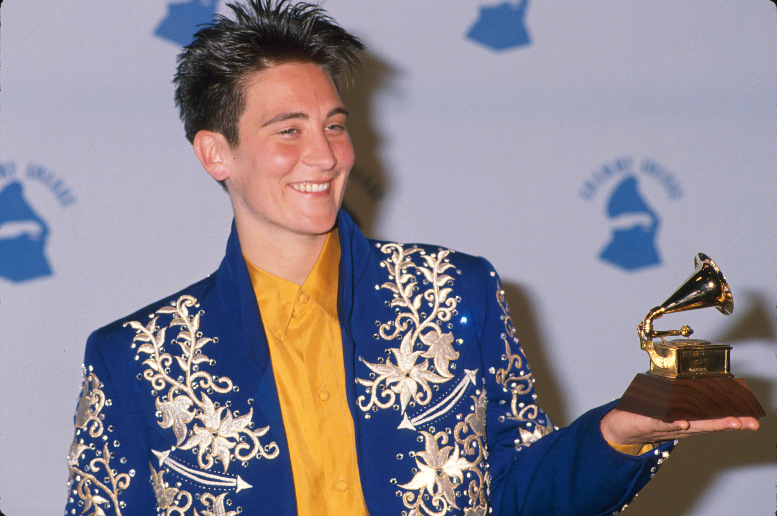 k.d. lang with an award