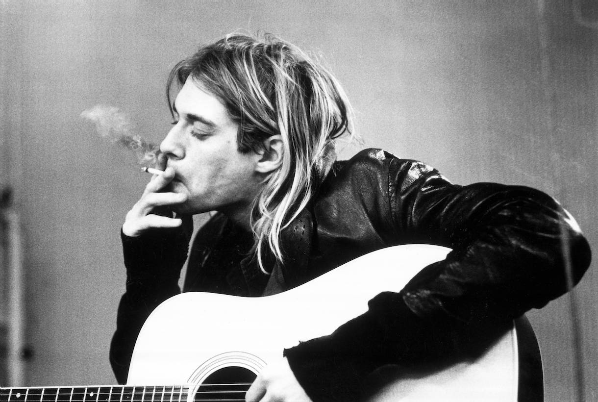 Nirvana, Kurt Cobain recording in Hilversum Studios smoking cigarette