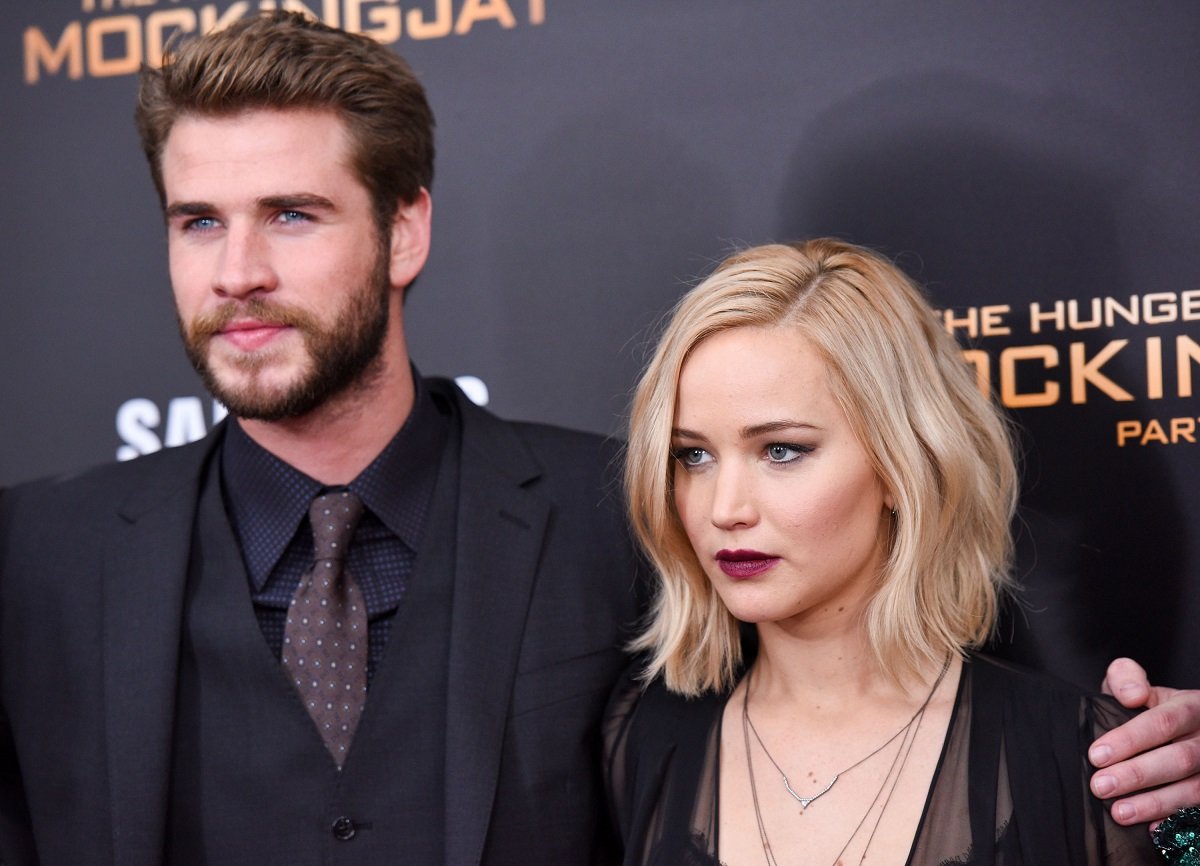Liam Hemsworth and Jennifer Lawrence attend 'The Hunger Games: Mockingjay- Part 2' premiereon November 18, 2015, in New York City. 