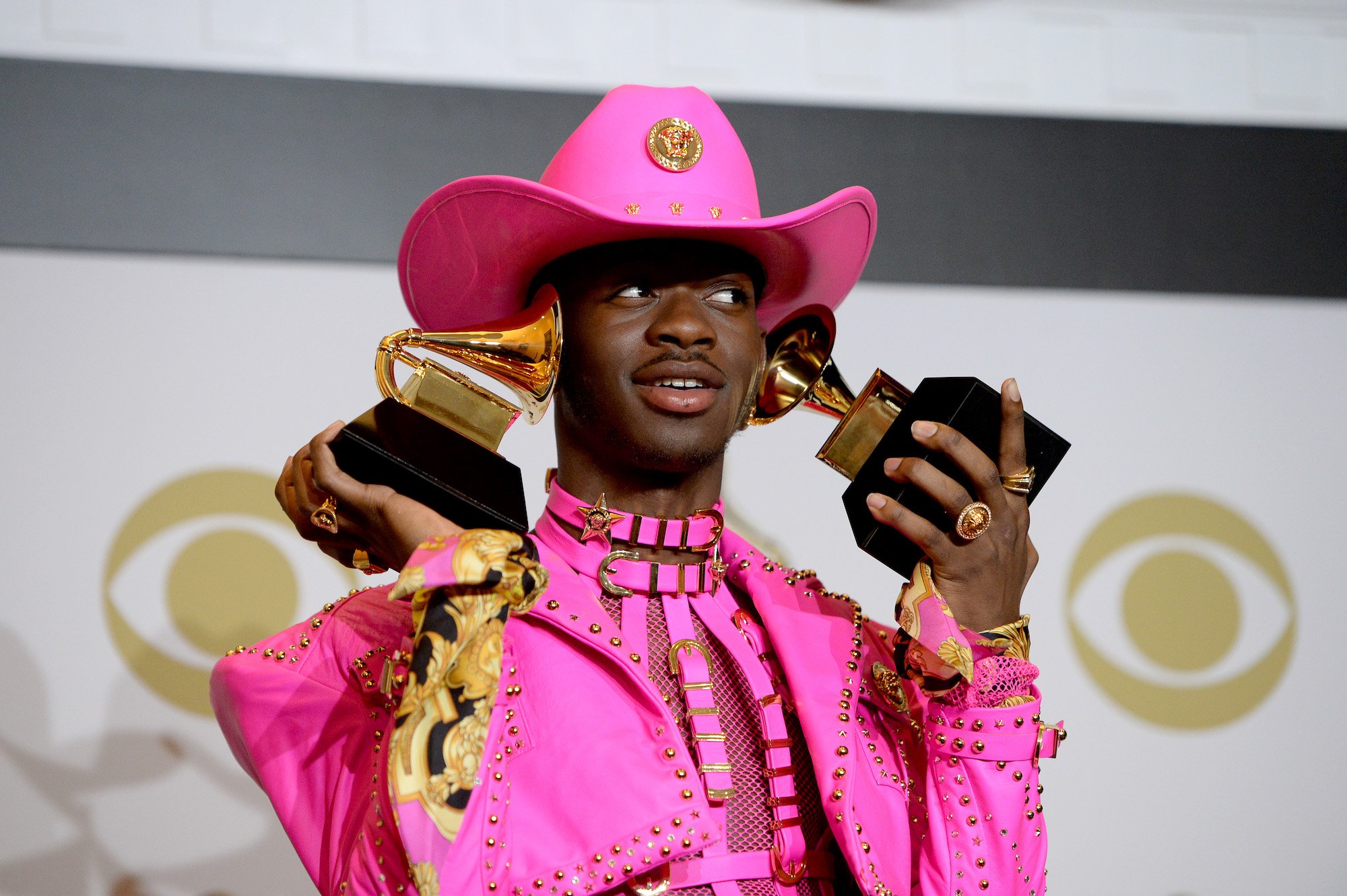 Lil Nas X poses with his Grammys at the 62nd Annual GRAMMY Awards on Jan. 26, 2020