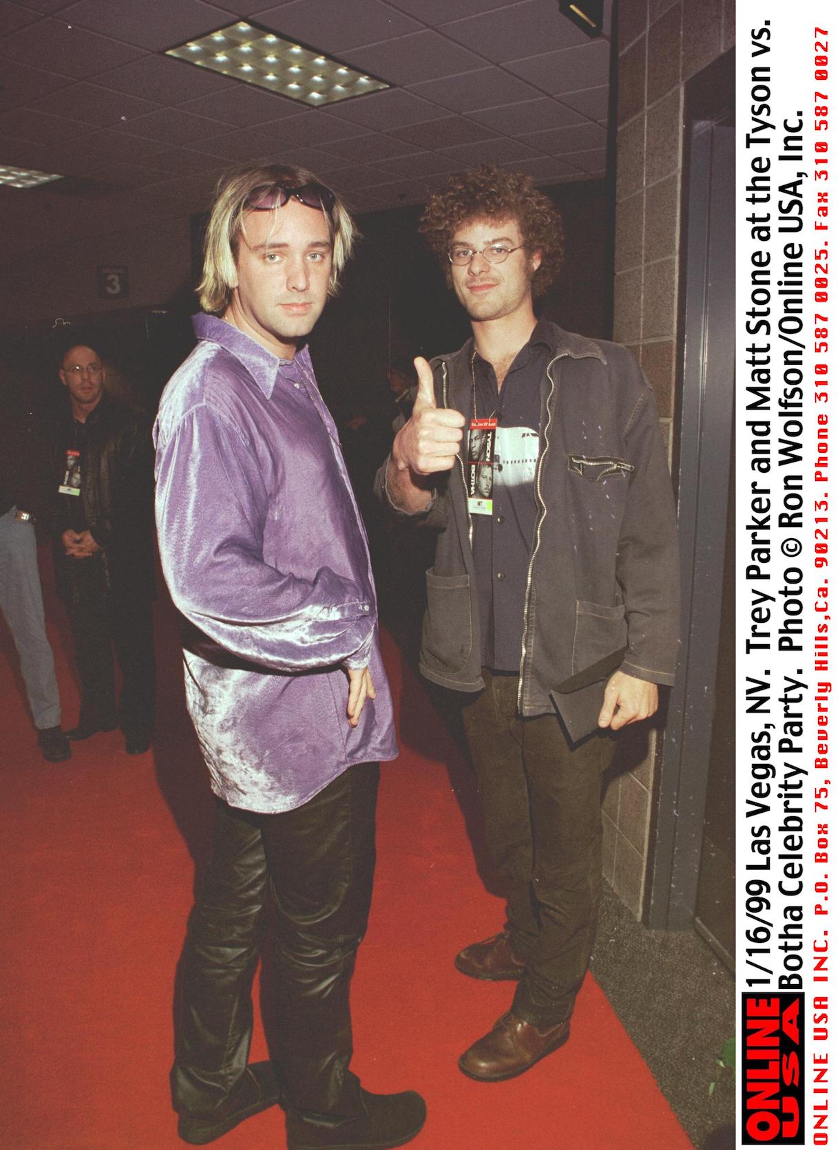 1/16/99 Las Vegas, NV. "South Park" creators Trey Parker and Matt Stone at the Tyson vs. Botha Celebrity Party, held at the MGM Grand